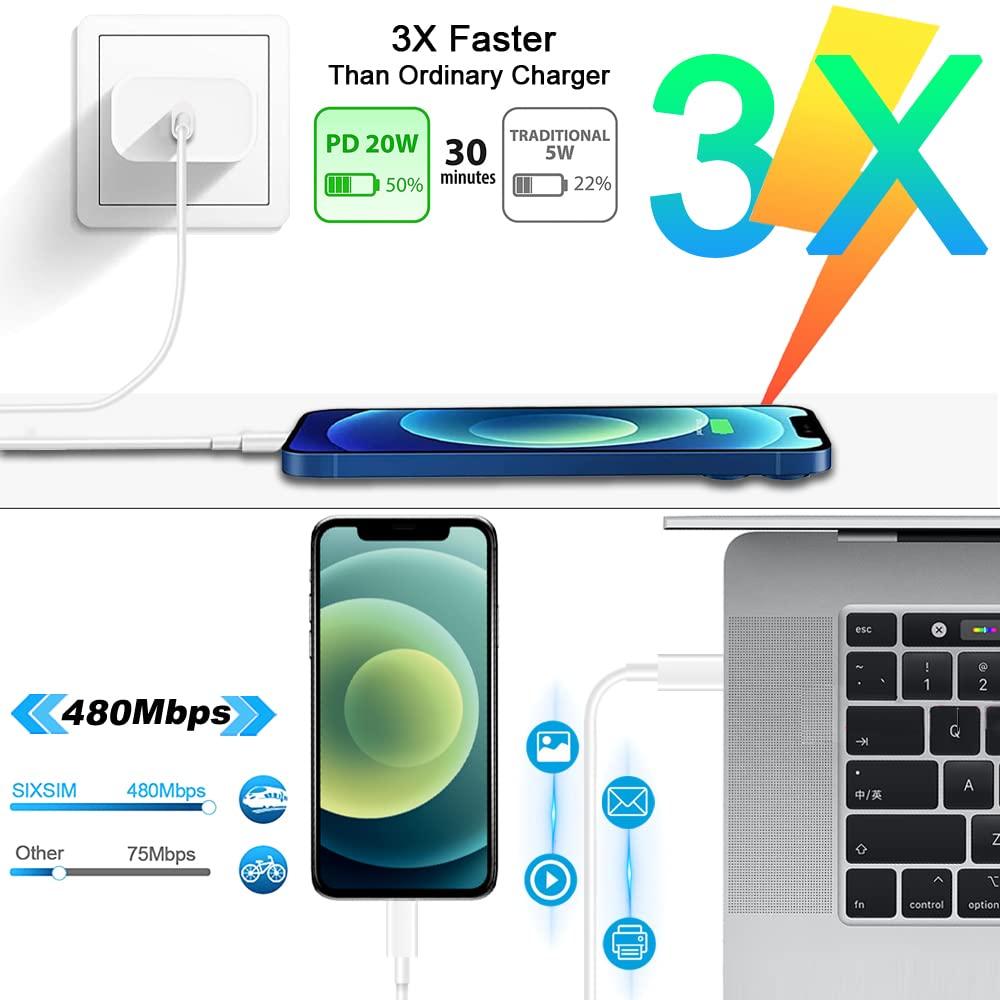 DABUSTAR for iPhone Fast Charger, 20W USB C PD Wall Charger Block Plug with[MFi Certified]6ft Type C to Lightning Cable Quick Charging Data Sync Cord for iPhone14 13 12 11 Pro Max Mini Xs Xr iPad Air - Image 6