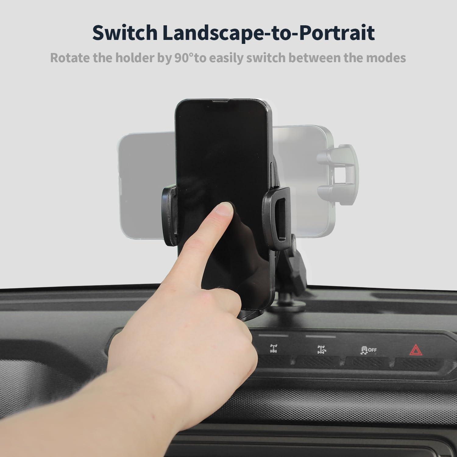 Linskip Dashboard Universal Phone Mount & Smart Phone Holder for 2021-2025 Ford Bronco Raptor & Bronco Accessories 2/4 Door, Rotates Vertical and Horizontal, One-Hand Operation, Interior Accessories - Image 3