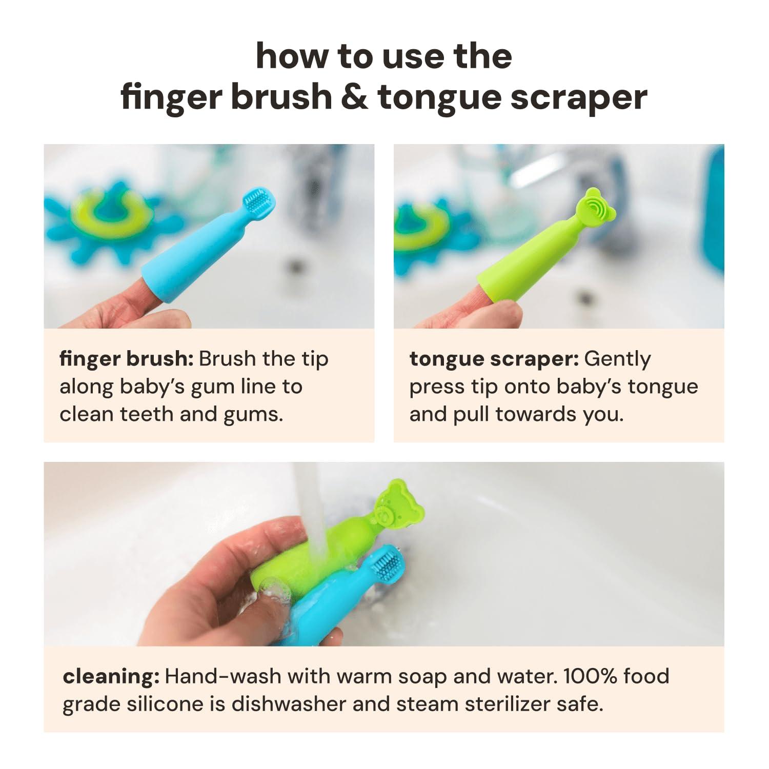 oogiebear Baby Finger Brush & Tongue Scraper - Gentle Oral Care, Soft Silicone, BPA-Free, for Infants & Toddlers - Image 5