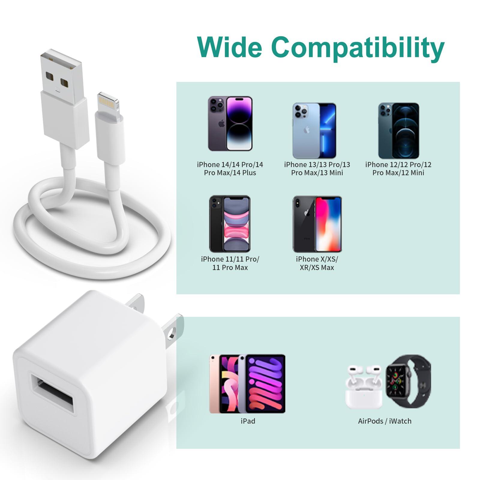 iPhone Charger Cable,3Pack (MFi Certified) Data Sync Charging Cords with 3Pack USB Wall Charger Travel Plug Adapter Compatible with iPhone 14Pro/13 Pro/12/12 Pro Max/11 Pro Max/XS Max/XS/XR/X/8 - Image 7