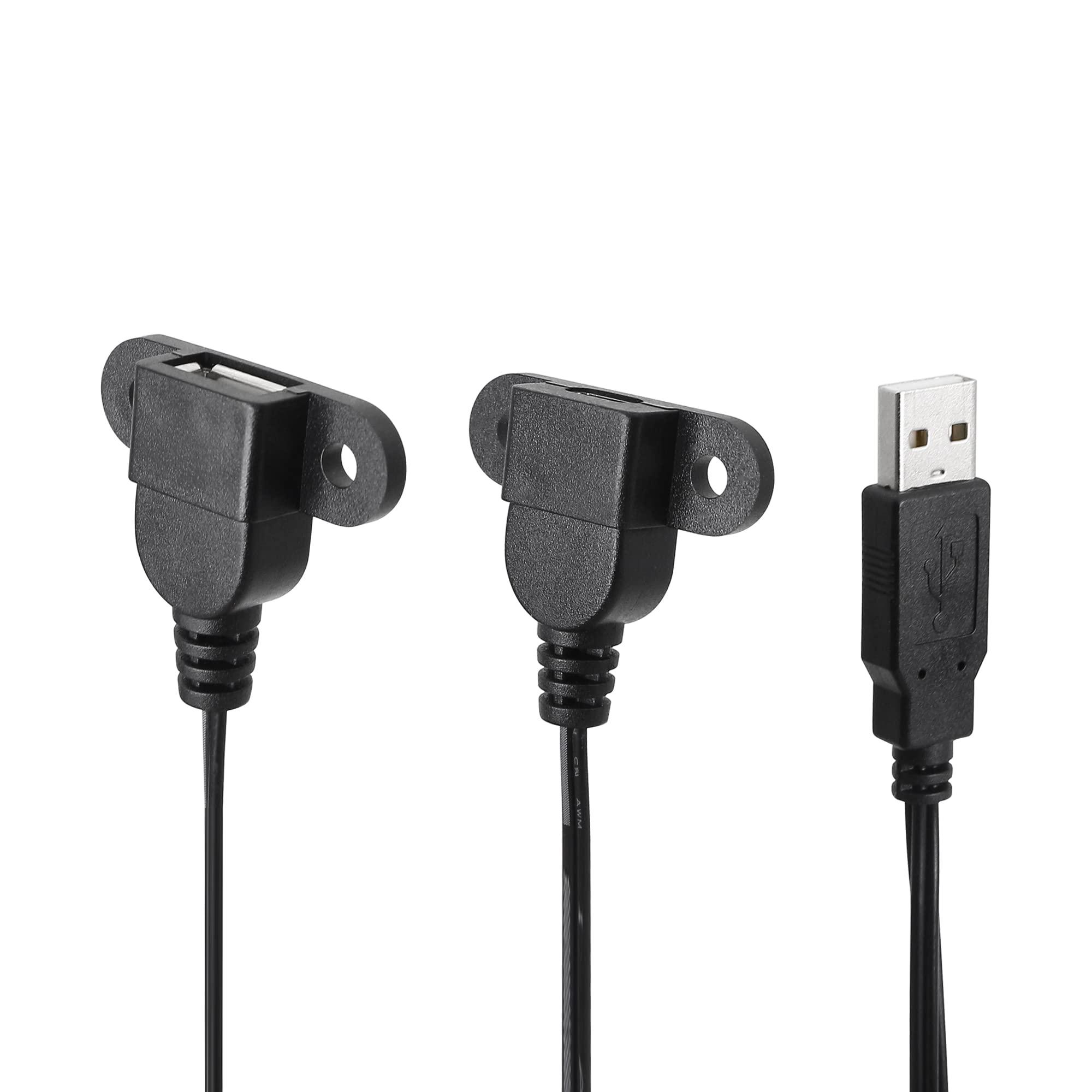 SinLoon USB 2.0 Charging Cable USB 2.0 Male to USB Female & Type-c Female Panel Mount Charging Cable for Wine Cabinet, Hotel,Furniture, Install USB Charging Port 1.5M (USB M/F&Type-C) - Image 7