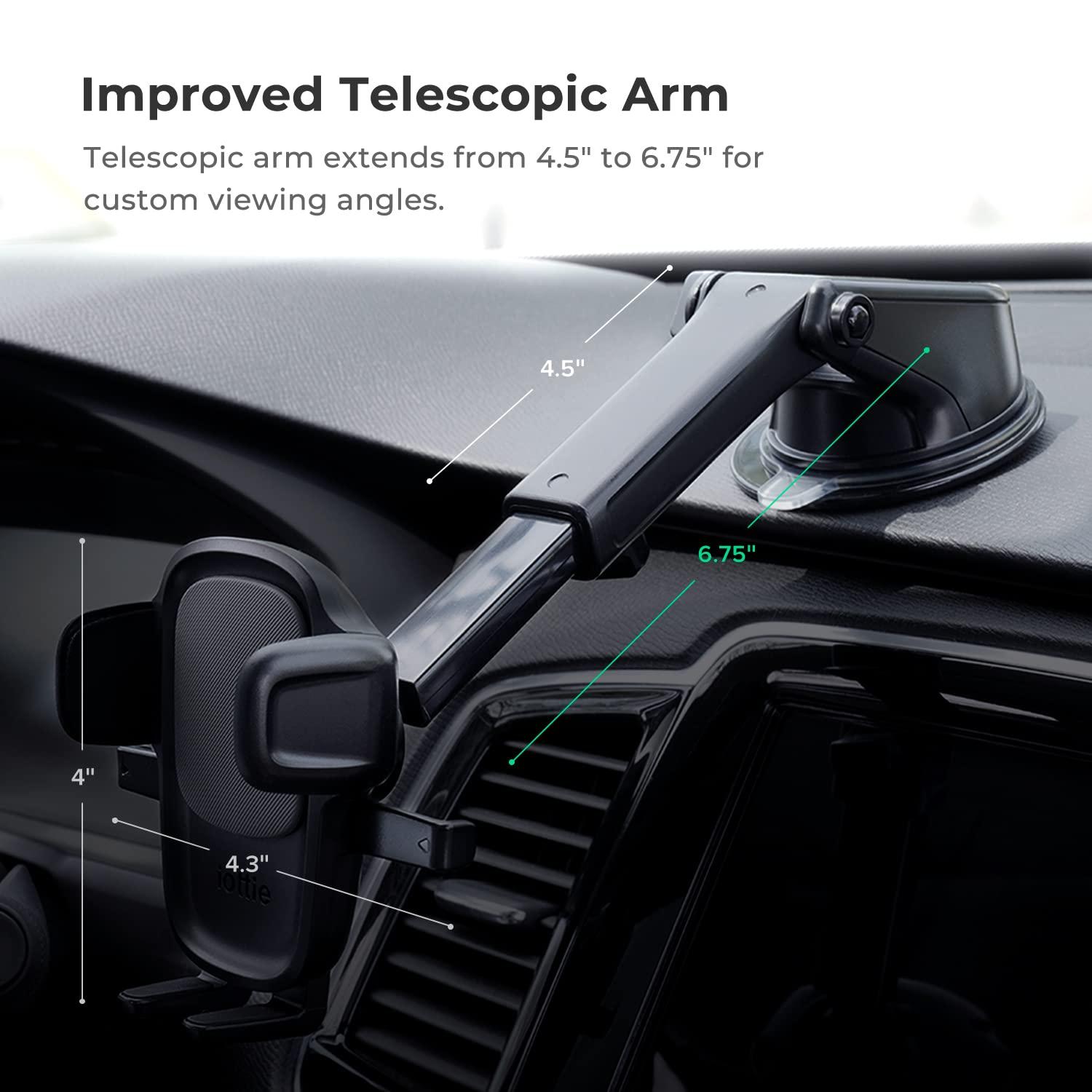 iOttie Easy One Touch Signature Dashboard & Windshield Universal Car Mount Phone Holder Desk Stand with Suction Cup Base and Telescopic Arm for iPhone, Samsung, Google, Huawei, Nokia, More Smartphones - Image 3