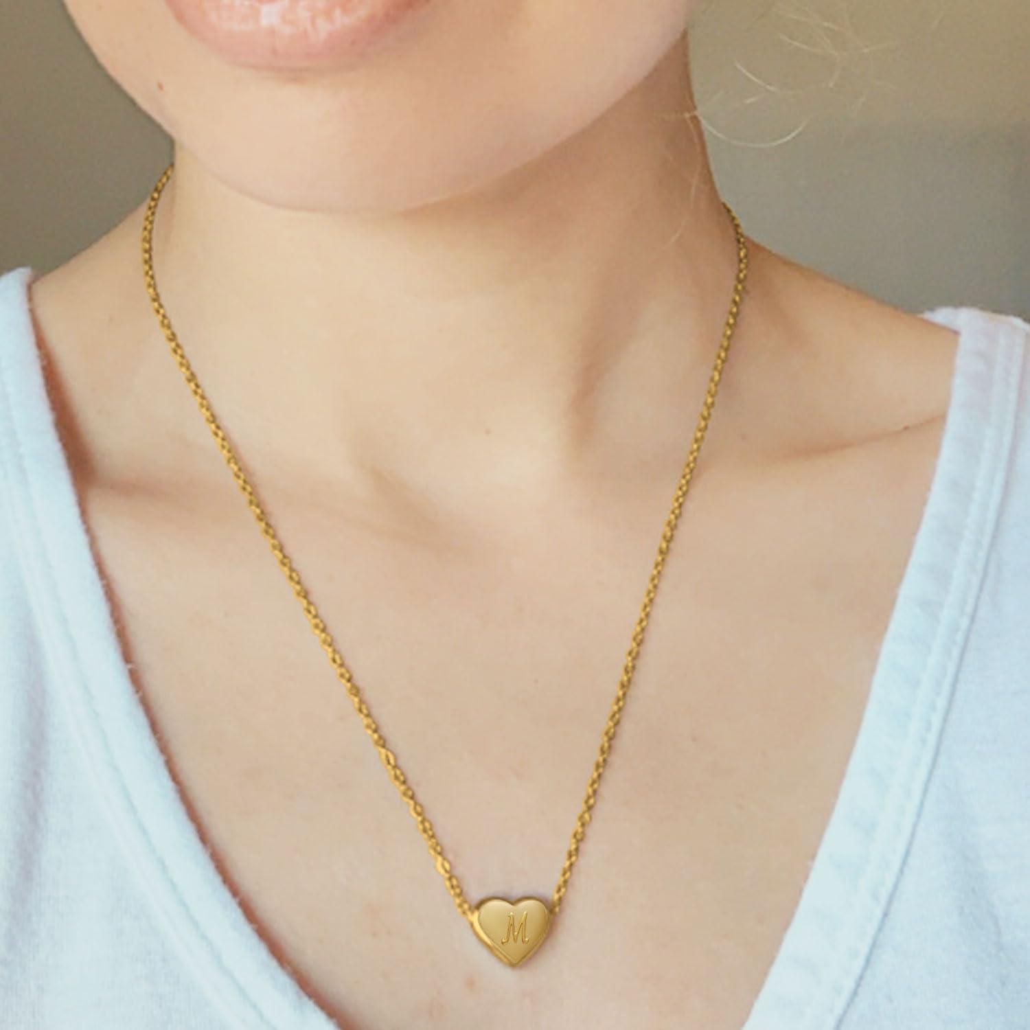PORPI-JOJO Initial Necklace for Women Letter Necklaces for Girls Dainty Gold Heart Pendant for Little Girls Birthday Gifts for Teens - Image 7