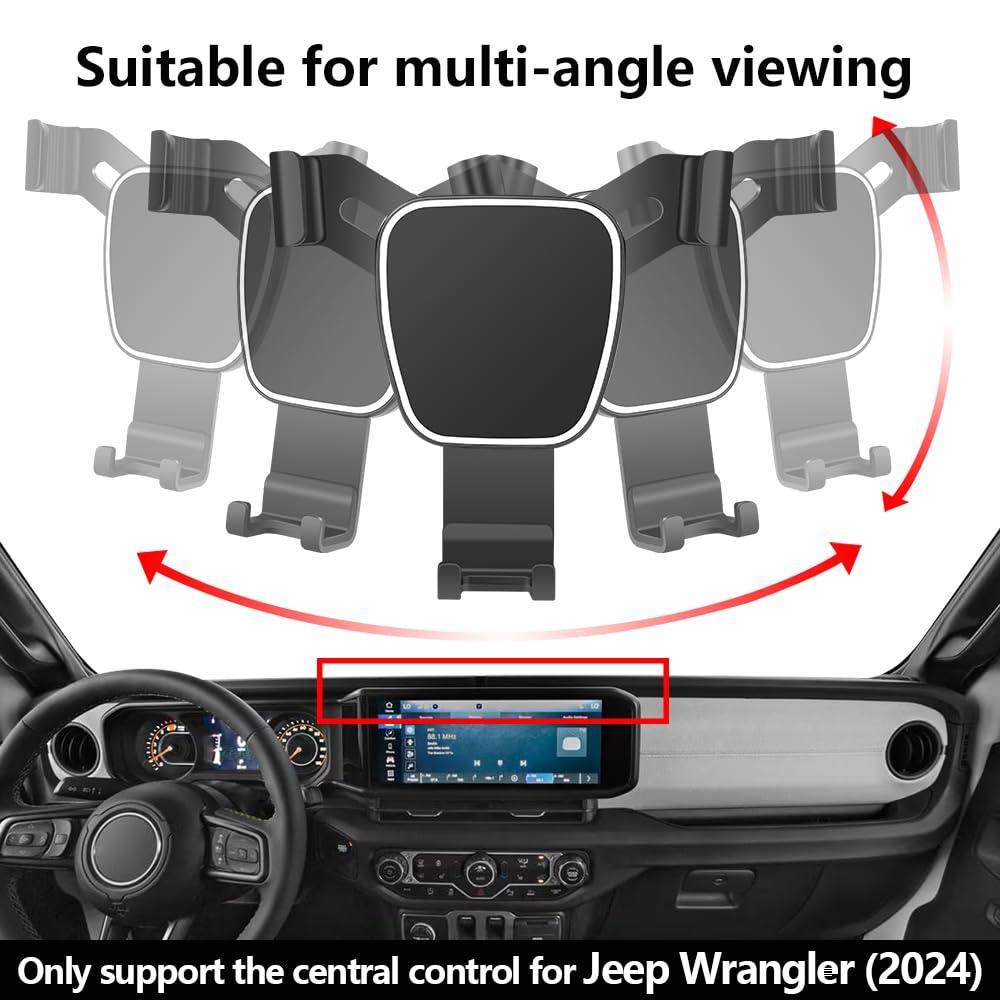 LUNQIN Car Phone Holder for Jeep Wrangler 2024 2025 Auto Accessories Navigation Bracket Interior Decoration Screen Mobile Cell Phone Mount Cellphone Smartphone case - Image 5