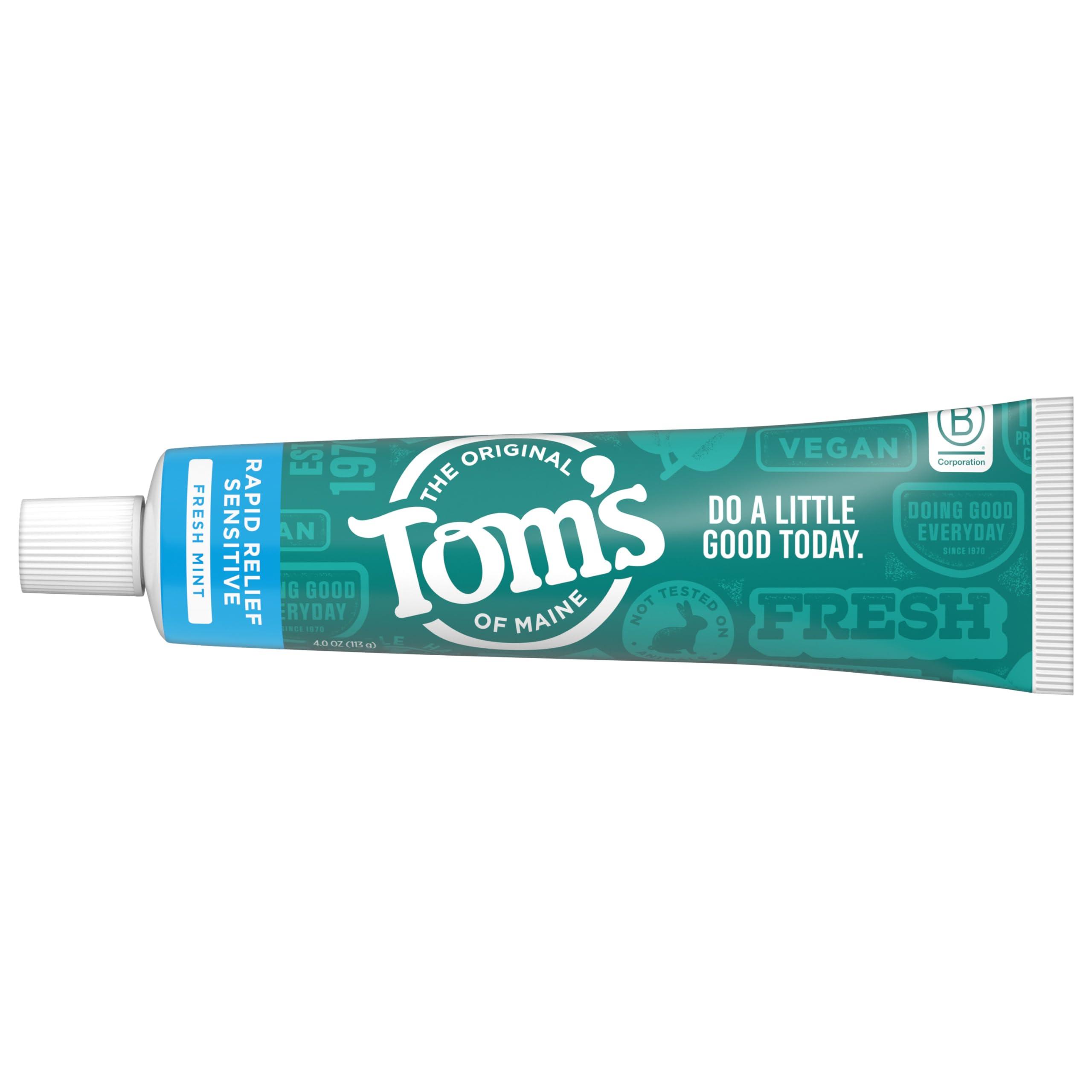 Tom's of Maine Fluoride-Free Rapid Relief Sensitive Toothpaste, Fresh Mint, 4 oz. 3-Pack (Packaging May Vary) - Image 10