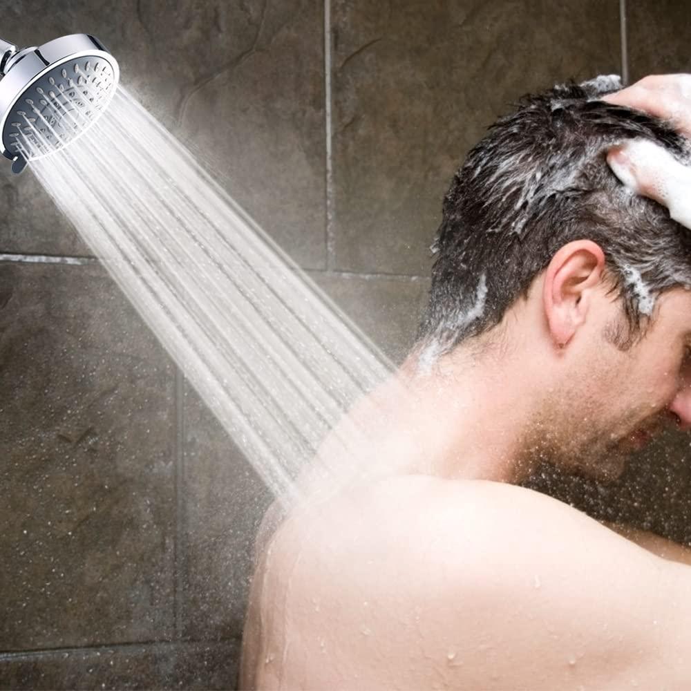 Aisoso Shower Head High Pressure Rain Fixed Showerhead 5-Setting with Adjustable Metal Swivel Ball Joint - Relaxed Shower Experience Even at Low Water Flow & Pressure - Image 2
