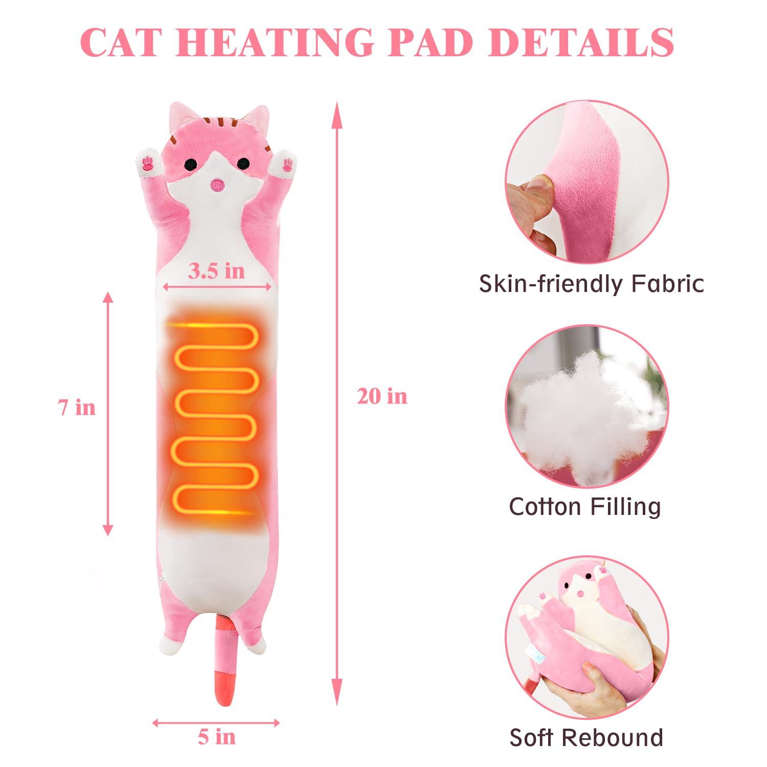 Cat Heating Pad for Period Cramps Menstrual Pain Relief, Portable Electric Heat Pads USB Powered, Cute Stuff Stuffed Animals Funny Gifts for Women Teen Girls Kids Cat Lovers Birthday Easter Christmas - Image 2