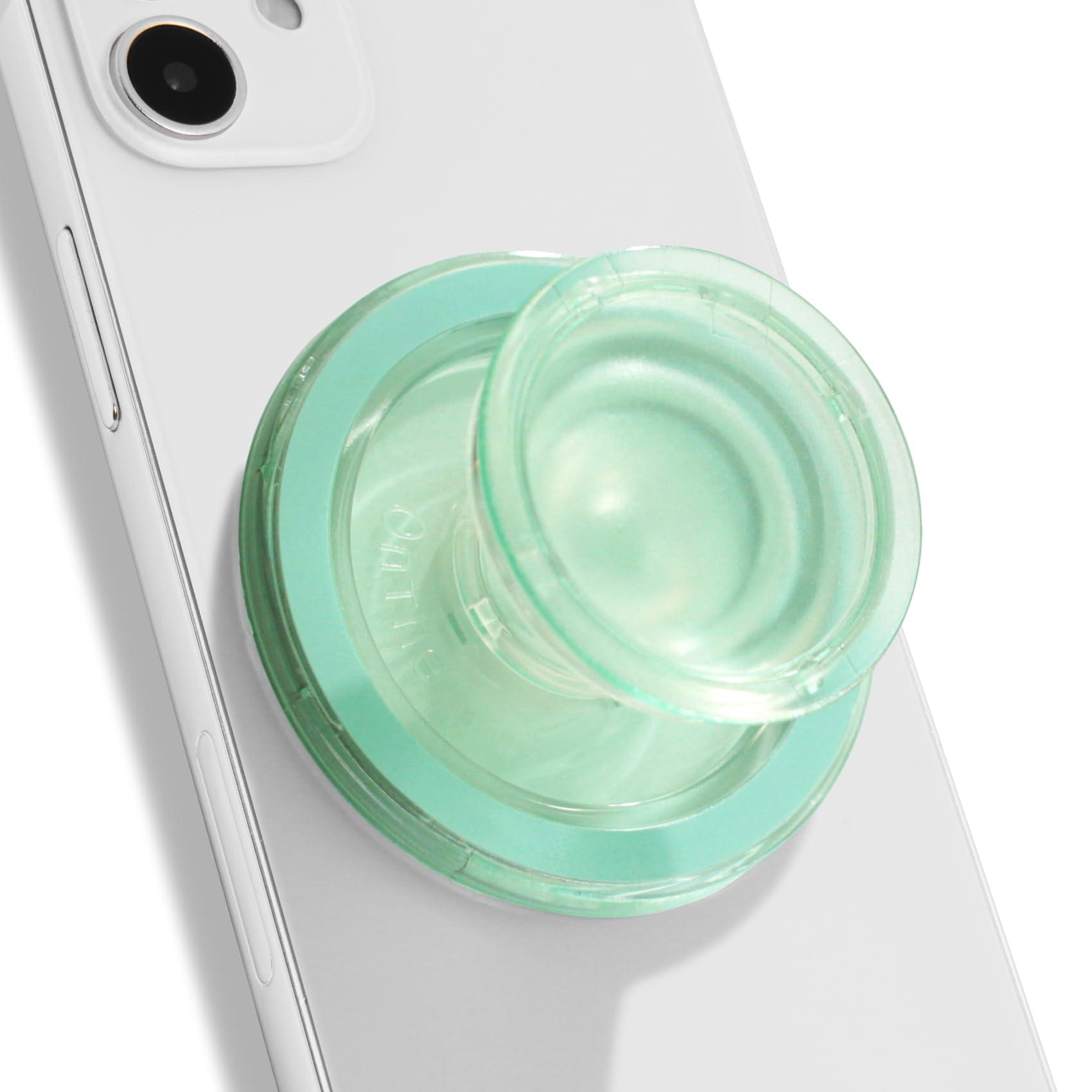 OnTheGrip Compatible with Magsafe Magnetic Authentic Translucent Color Design Collapsible Mobile Phone Grip Stand Holder for Smartphone Tablet Cell Phone Accessory (Mint)