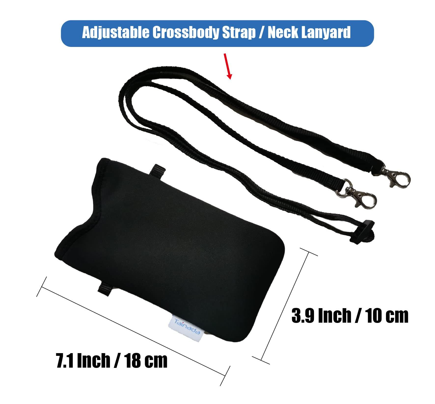 Tainada Women Neoprene Phone Sleeve Pouch Case Bag with Crossbody Strap/Neck Lanyard for iPhone 16/15 Pro Max, 16/15 Plus, 16e, Samsung S25+, S24, A35, A56, Google Pixel 9/8 (Pink Floral) - Image 4