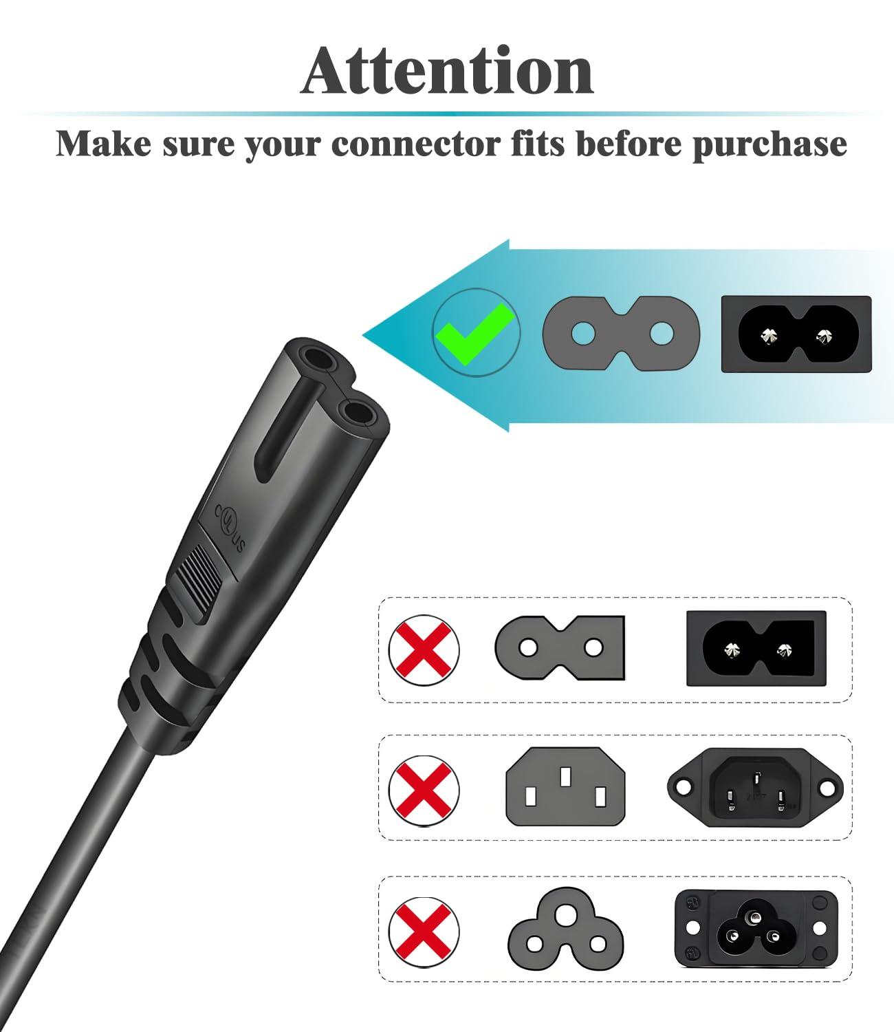 AC Power Cord for JBL PartyBox 710 1000 100 110 120 320 200 300 310 Encore On-The-Go Speaker JBL Soundbar 9.1 5.1 3.1 2.1 Replacement 2 Prong Charger Charging Cable 6 Feet - Image 4
