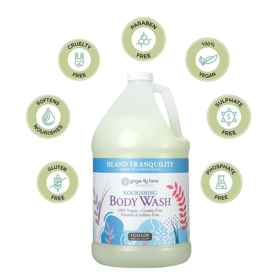 Ginger Lily Farms Botanicals Nourishing Body Wash, Island Tranquility, 100% Vegan & Cruelty-Free, Green Tea & Lemongrass Scent, 1 Gallon Refill (128 fl. oz.) - Image 5