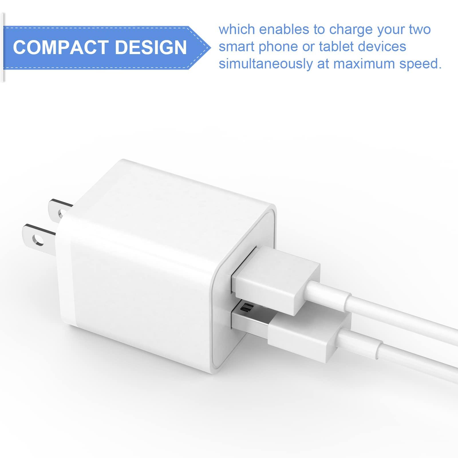 6Pack USB Wall Charger, iGENJUN 2.4A Phone Charger Dual USB Port Cube Power Plug Adapter Fast Wall Chargers Block Compatible with iPhone 16/16 Pro/15/15 Pro, Samsung Galaxy, Pixel, LG, Android-White - Image 5