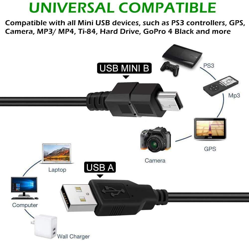 BATSOEASY 2 Pack 10ft PS3 Controller Charging Cable, USB 2.0 Type A to Mini B Cable Sync Cord for Sony PlayStation 3 / PS3 Slim/PS Move Controllers, Cell Phones, Digital Cameras, TI-84 Plus CE etc - Image 7