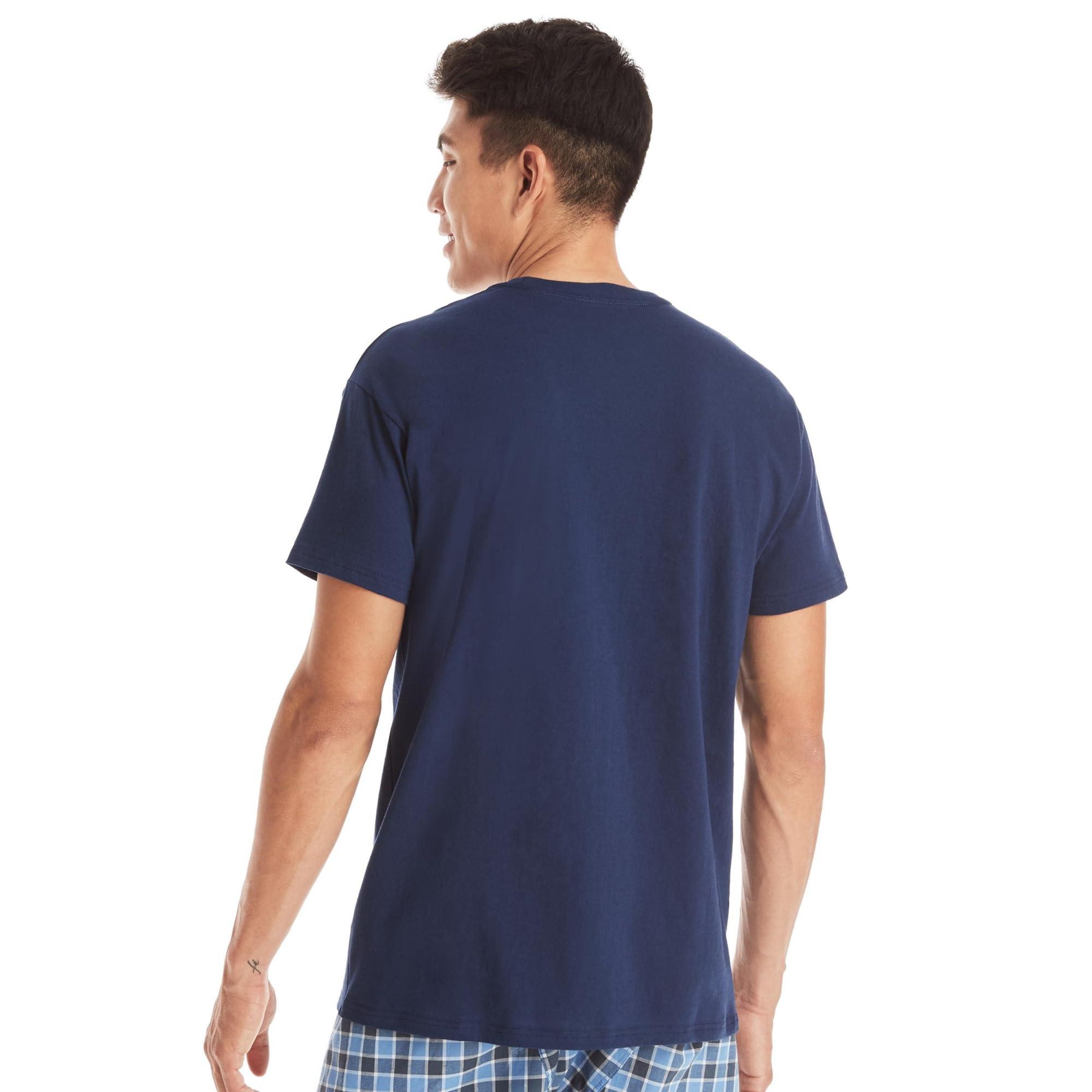 Hanes Men's Pocket Undershirt Pack, Cotton Crew Neck T-Shirt, Moisture Wicking Tee, Assorted 6-Pack - Image 3