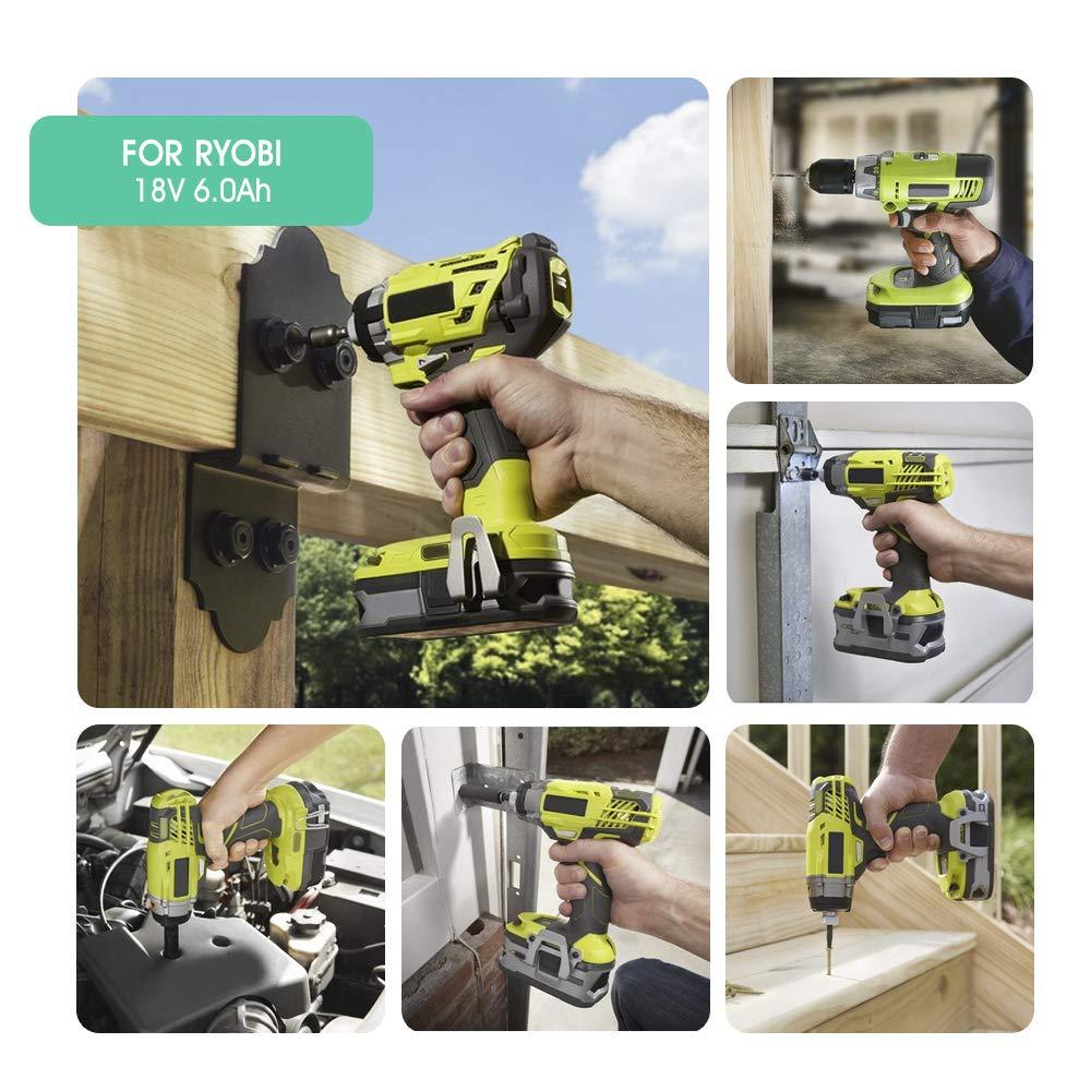 TenHutt 【Upgrade】 2 Packs 6.0Ah Lithium Replacement Battery for Ryobi 18V ONE+ Cordless Power Tool P108(130429054) Compatible with P102 P103 P104 P105 P107 P108 Lithium Battery - Image 7