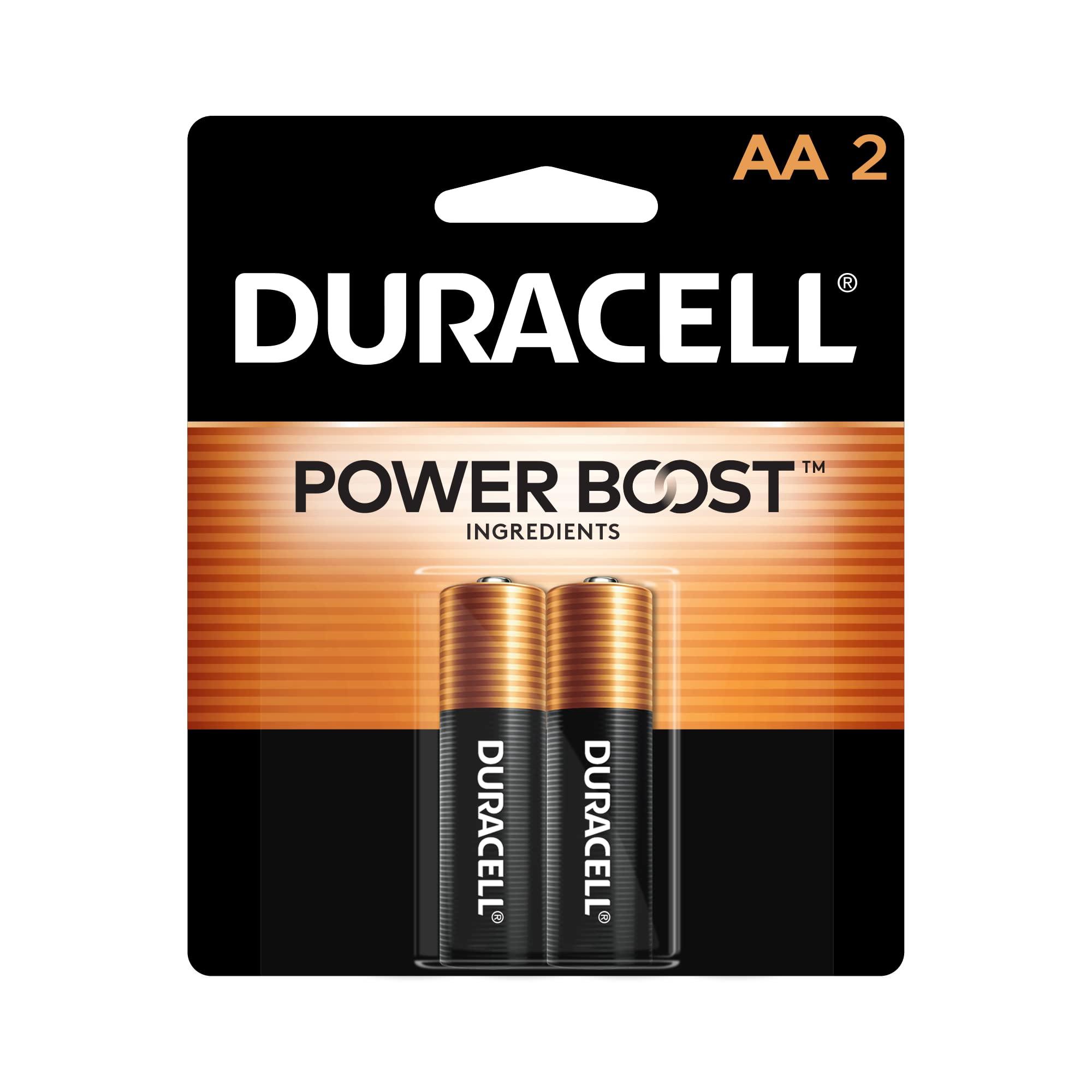 Duracell Coppertop AA Batteries with Power Boost Ingredients, 2 Count Pack Double A Battery with Long-lasting Power, Alkaline AA Battery for Household and Office Devices