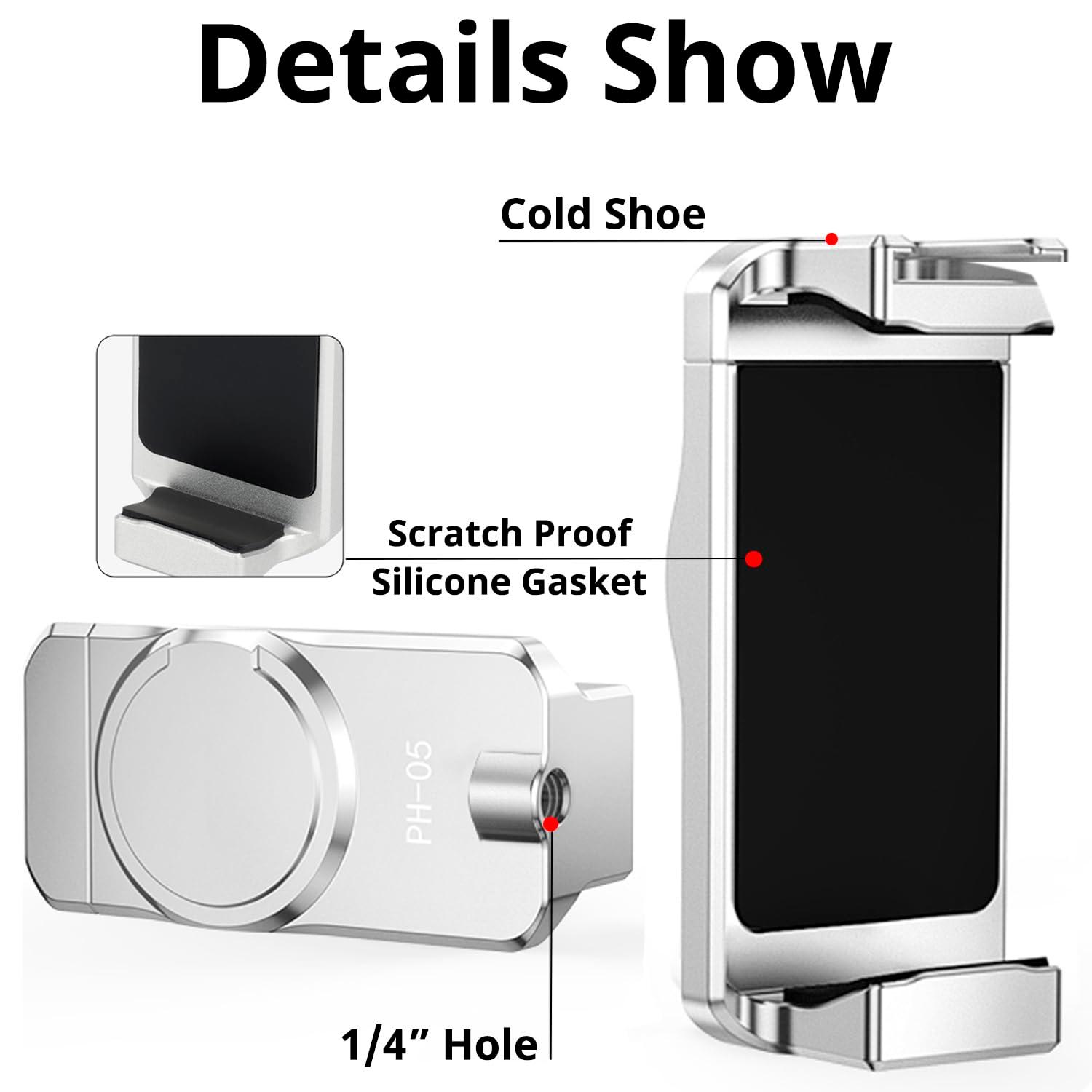 HAFOKO OM6 Metal Magnetic Phone Holder with Cold Shoe for Microphone Smartphone Tripod Mount Compatible for DJI OM 6 /OM 5/OM 4 Smartphone Handheld Gimbal Stabilizer Accessories - Image 5