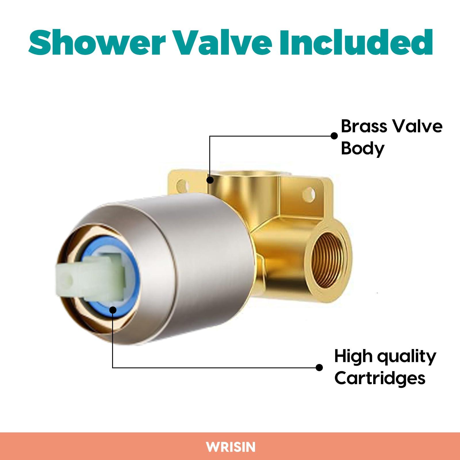 WRISIN Shower Faucet Set Brushed Nickel, Shower Valve Kit with 6 Inch Showerhead - Image 4