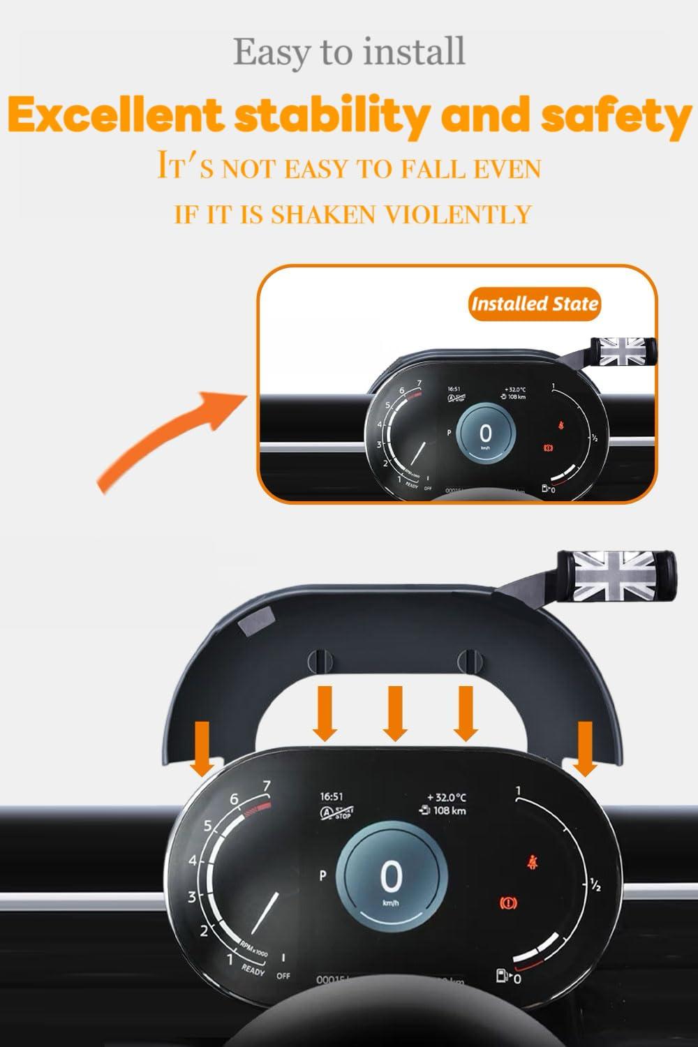 Persevere Car Phone Holder for Mini Cooper F54 F55 F56 F57, 360° Rotatable Digital LCD Dashboard Clip-on Phone Mount for All 4-6.9 Inches Smartphones (Manual Right Side) - Image 4