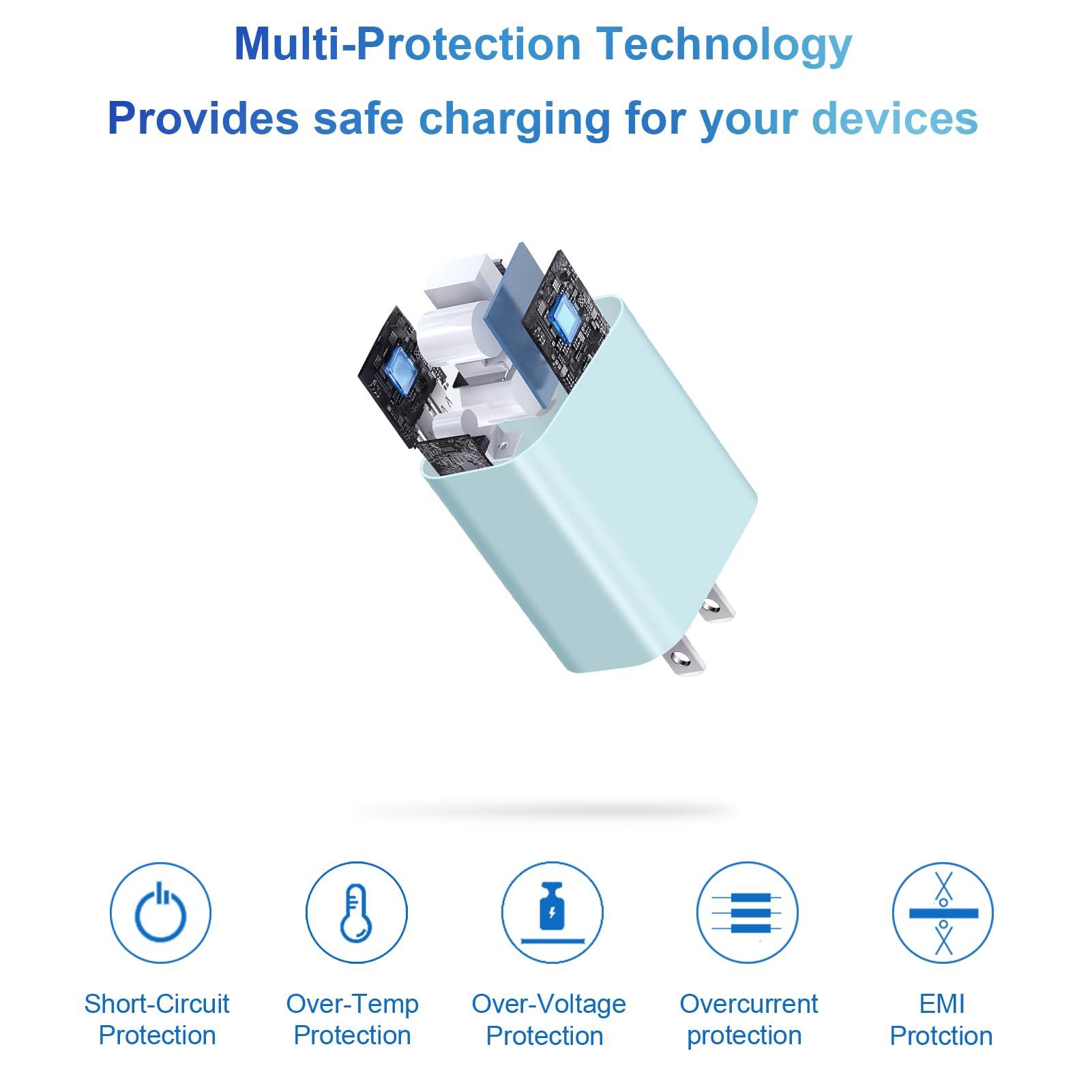 iPhone Charger Fast Charging USB C Charger Block Type C Charging iPad Chargers with 6FT C Chargers Cord Compatible with iPhone14/14 Pro Max/13/13Pro/12/12 Pro/11,iPad(Blue) - Image 4