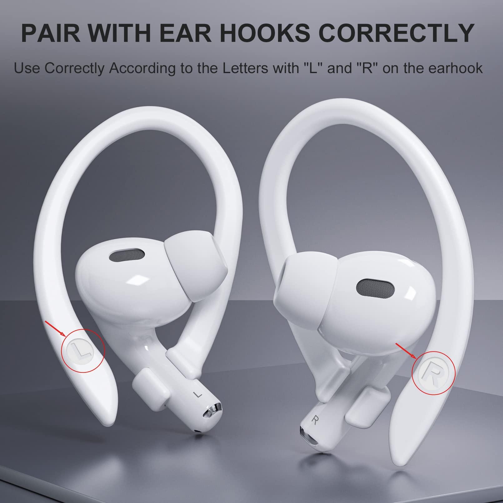 ICARERSPACE 2 Pairs AirPods Ear Hooks for AirPods Pro 2, AirPods Pro, AirPods 4, 3, 2 & 1, Upgraded Anti Slip Sports Clip Hooks for AirPods 1, 2, 3, 4,Pro and Pro 2 – White - Image 4
