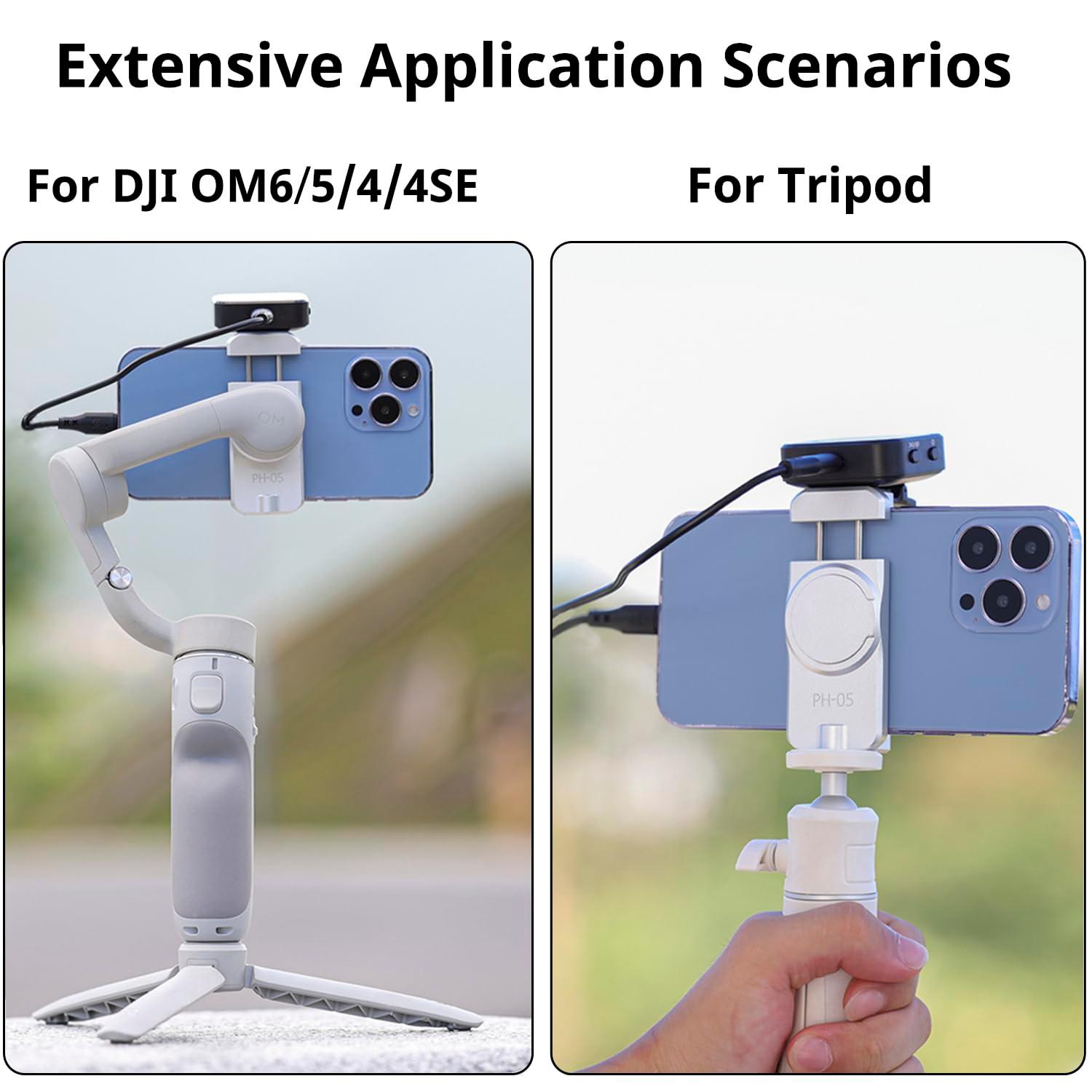 HAFOKO OM6 Metal Magnetic Phone Holder with Cold Shoe for Microphone Smartphone Tripod Mount Compatible for DJI OM 6 /OM 5/OM 4 Smartphone Handheld Gimbal Stabilizer Accessories - Image 7
