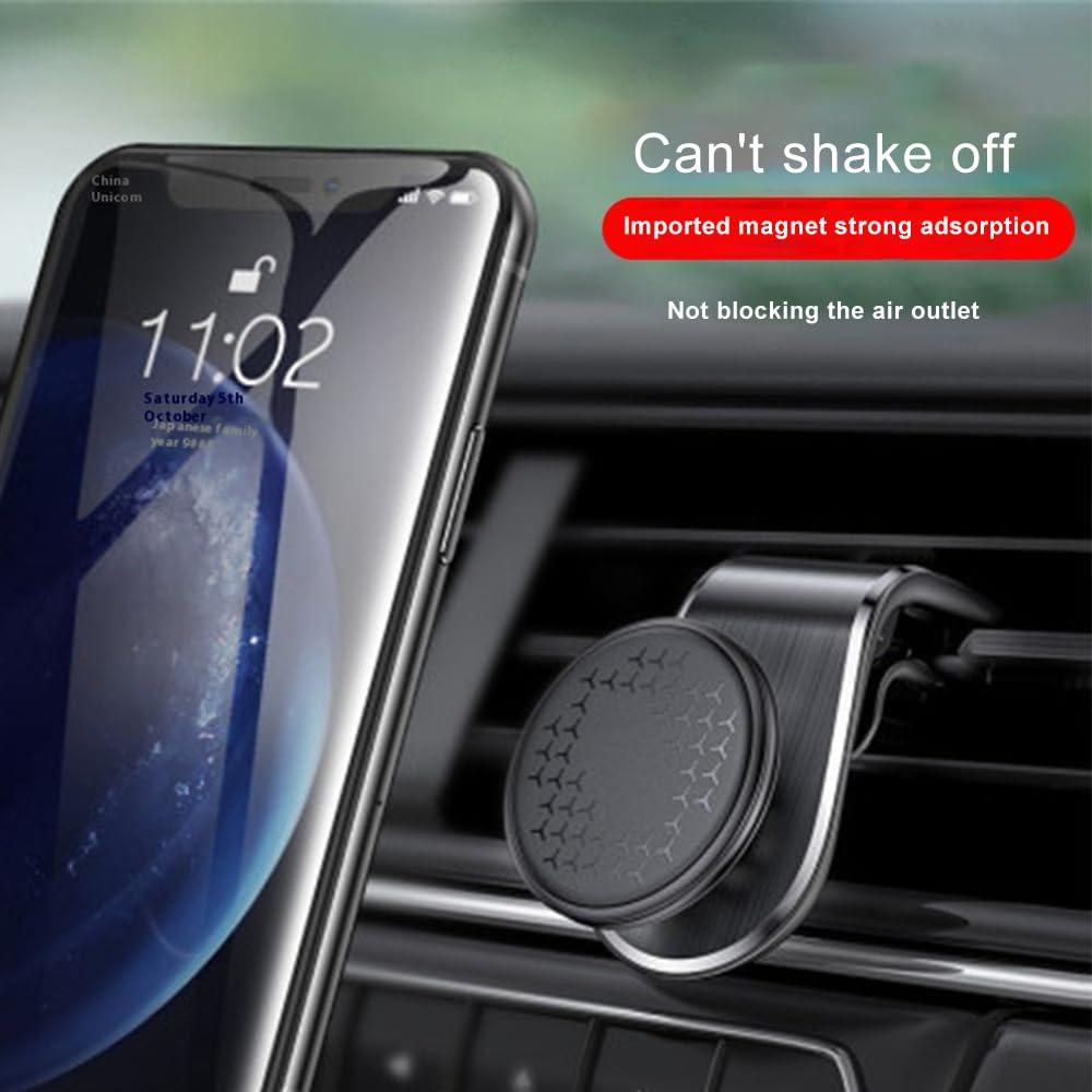 Jefuzh Mobile Phone Navigation Magnetic Bracket,Phone Holders for Your car, L Type 360° Rotatable Car Mount Magnet Universal Car Cell Holder Strong Magnet Mount forAny Smart Phone (2PC Black) - Image 4