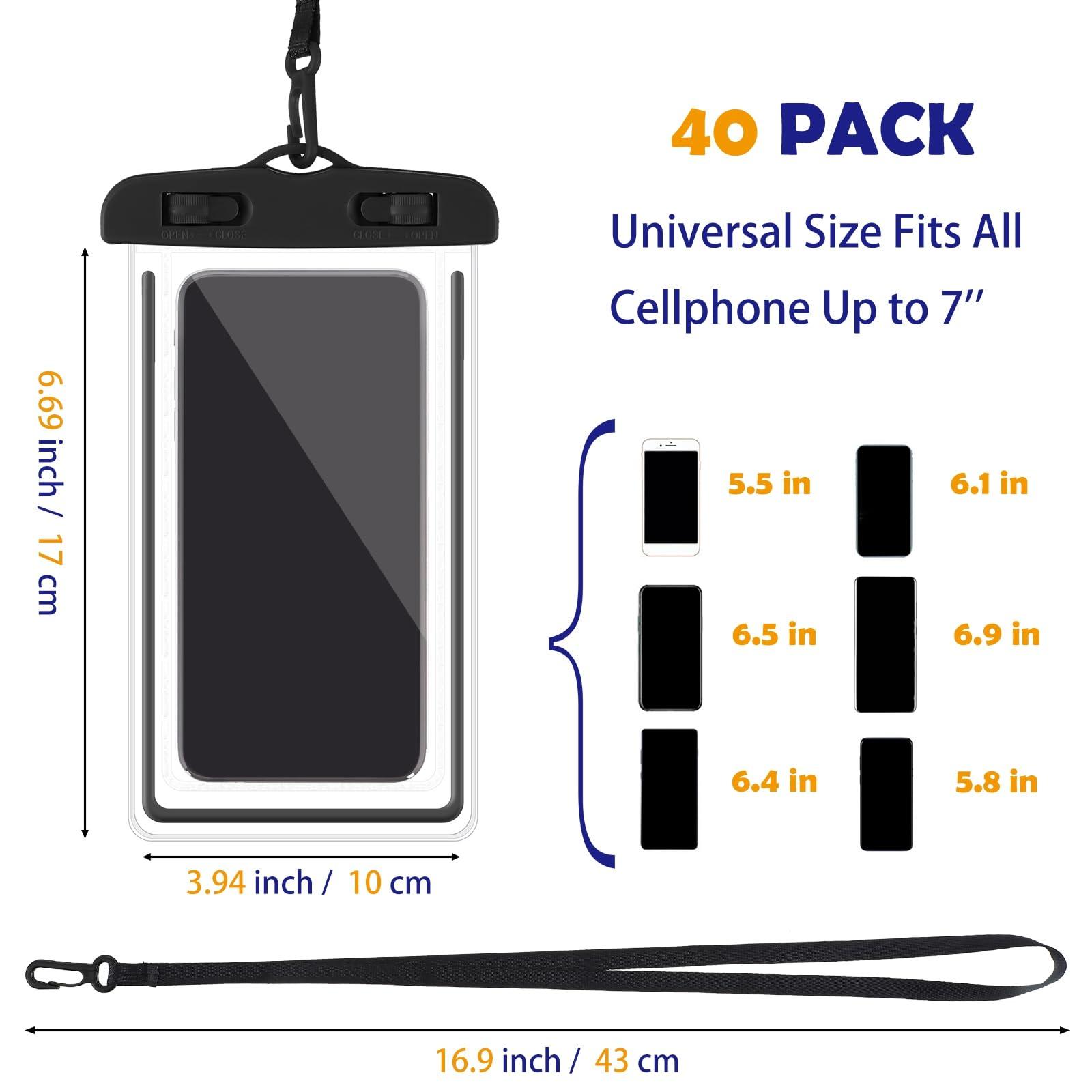 Flutesan 40 Pack Universal Clear Waterproof Phone Pouch Cell Phone Pouch Dry Bag Waterproof Cases Bag with Lanyard for Outdoor Sport Water Games Protect, up to 7 Inches(Multicolor) - Image 2