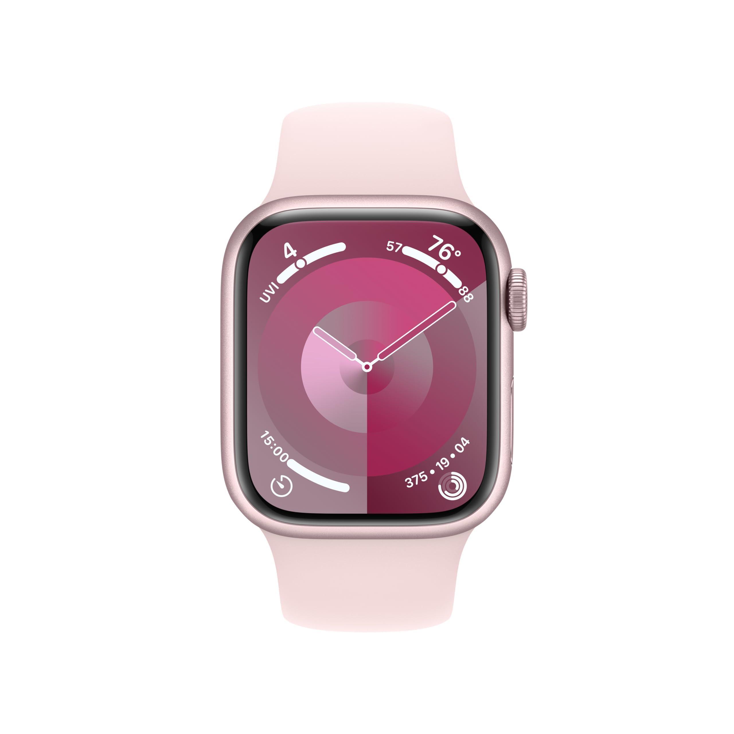Apple Watch Series 9 [GPS + Cellular 41mm] Pink Aluminum Case with Pink Sport Band S/M (Renewed) - Image 3