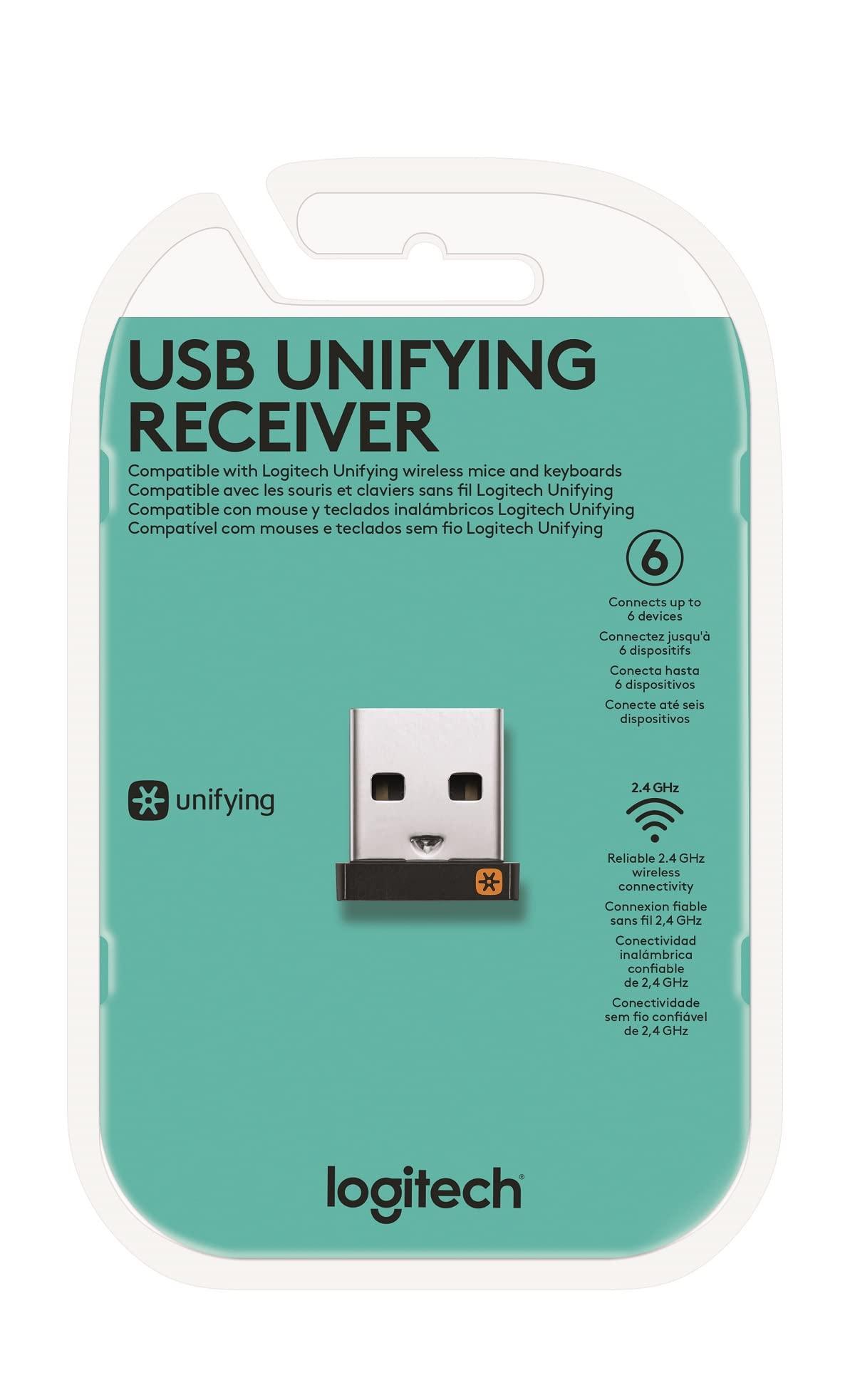 Logitech Unifying Receiver, 2.4 GHz Wireless Technology, USB Plug Compatible with all Logitech Unifying Devices like Wireless Mouse and Keyboard, PC / Mac / Laptop - Black - Image 6