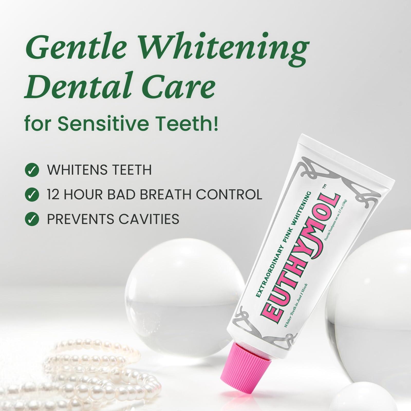 EUTHYMOL Whitening Toothpaste (3.7fl oz) - Stain Removal in 2 Weeks, Long-Lasting Freshness for Sensitive Gum & Teeth. Bad Breath, Cavity Prevention. Recyclable Aluminum Tube - Image 5