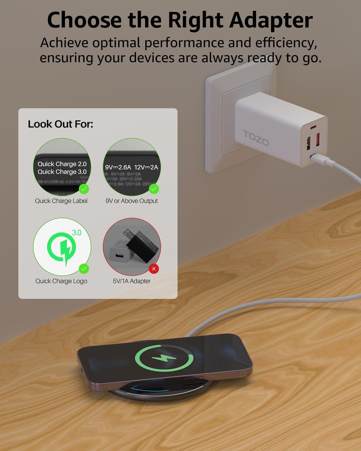 TOZO 2025 Upgraded Wireless Charger 15W Max Fast Wireless Charging Pad Compatible with iPhone 16/16 Plus/16 Pro Max /15/14/13/SE/12 Series, Samsung Galaxy S24/S23/S22 Series (No AC Adapter), Black - Image 5
