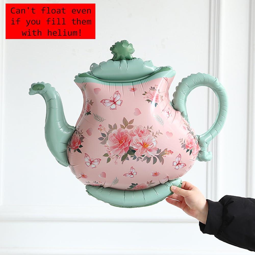 Tea Party Decorations 26Pcs Macaron Balloons with LETS PARTEA Foil Balloon Banner, Teacups andTeapot Hanging Swirls for Floral Spring Birthday Mother's Day Talking Tables Tea Party Supplies - Image 5