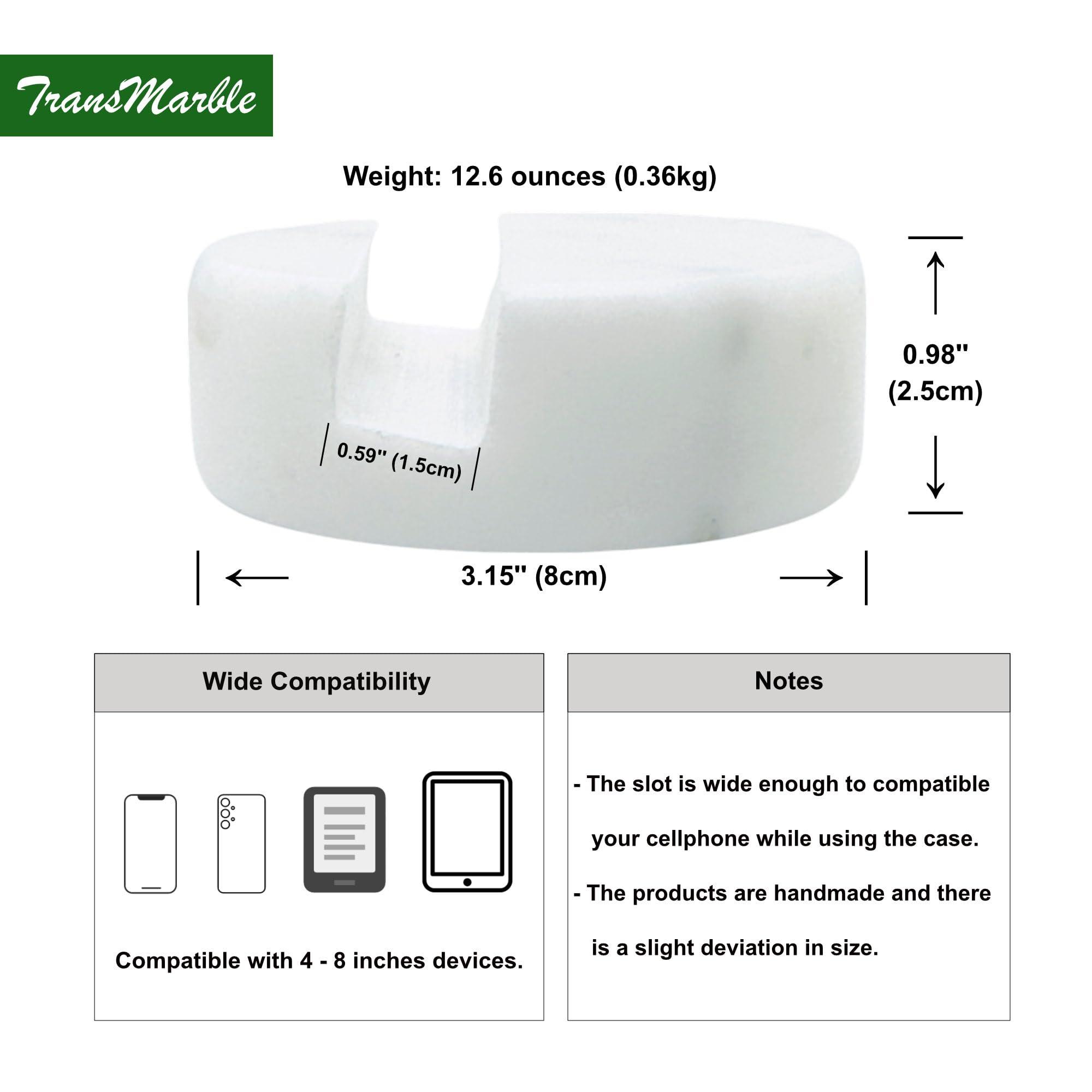 TransMarble Luxury Marble Cell Phone Stand Holder for Popular Smartphones (1 Pcs) - Real Solid Marble Mobile Phone Stands as Office Desk or Kitchen Countertop Decor (Starry White) - Image 5
