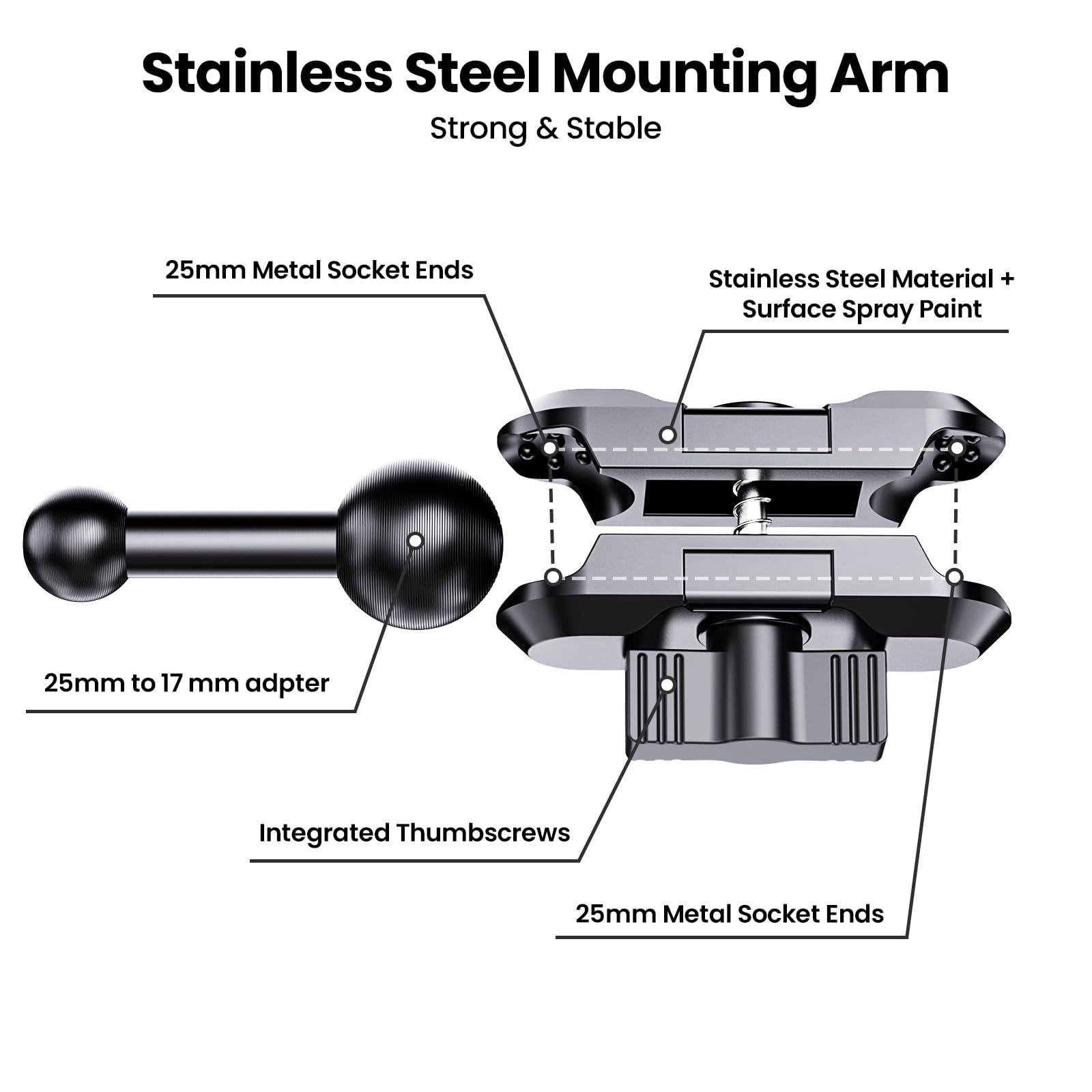 Kaishengyuan Upgraded Metal Phone Mount for Ram Truck 2019+, Dash Mount Cell Phone Holder Compatible with Dodge RAM 1500/2500/3500 & TRX, 360° Adjustable Adapter Phone Stand Fit for Most Smartphones - Image 3