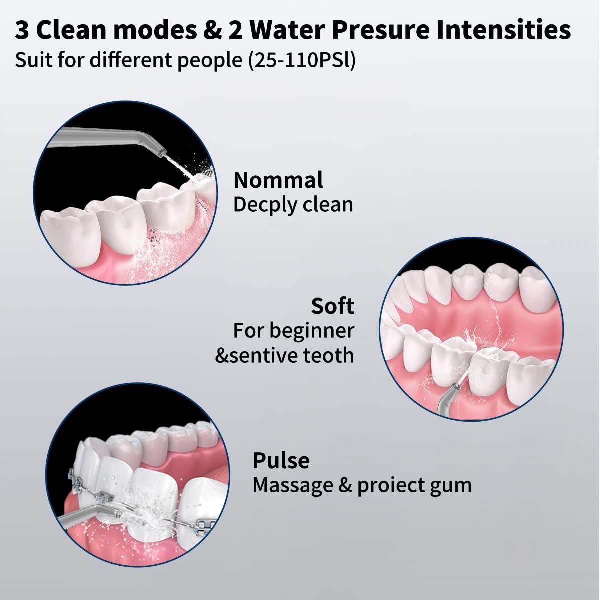 2-1 Oral Clean Kit- Water Dental flosser & Electric Toothbrush Combo- Brushing & Flossing- for Teeth Cleaning and Gum Health (Black) - Image 5