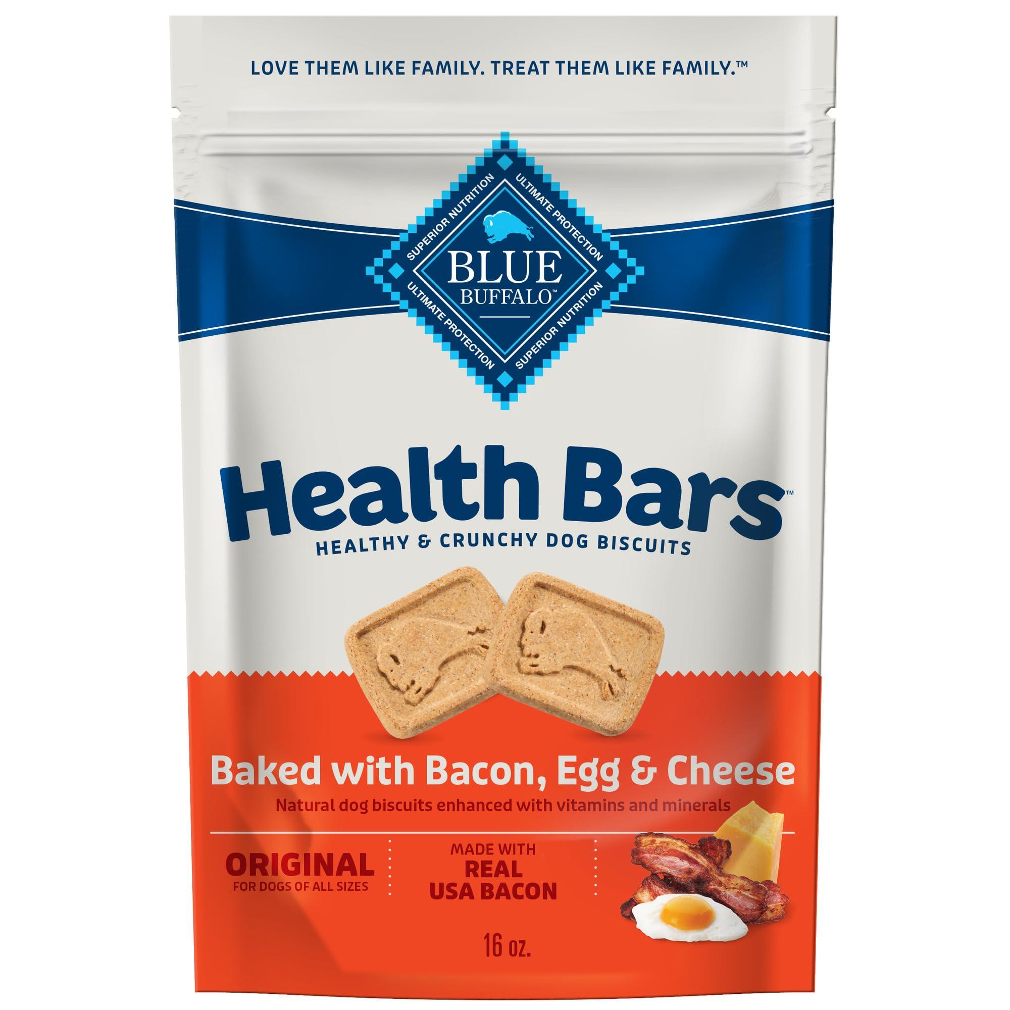 Blue Buffalo Health Bars Crunchy Dog Biscuits, Oven-Baked With Natural Ingredients, Bacon, Egg & Cheese , 16-oz Bag