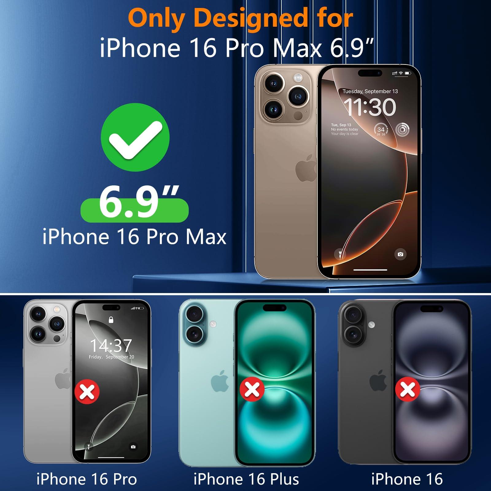 SPIDERCASE Magnetic for iPhone 16 Pro Max Case, with 2Pcs [Tempered Glass Screen Protector] [ Military Grade Drop Protection] Invisible Kickstand Slim Case for iPhone 16 Pro Max 6.9", Clear - Image 2