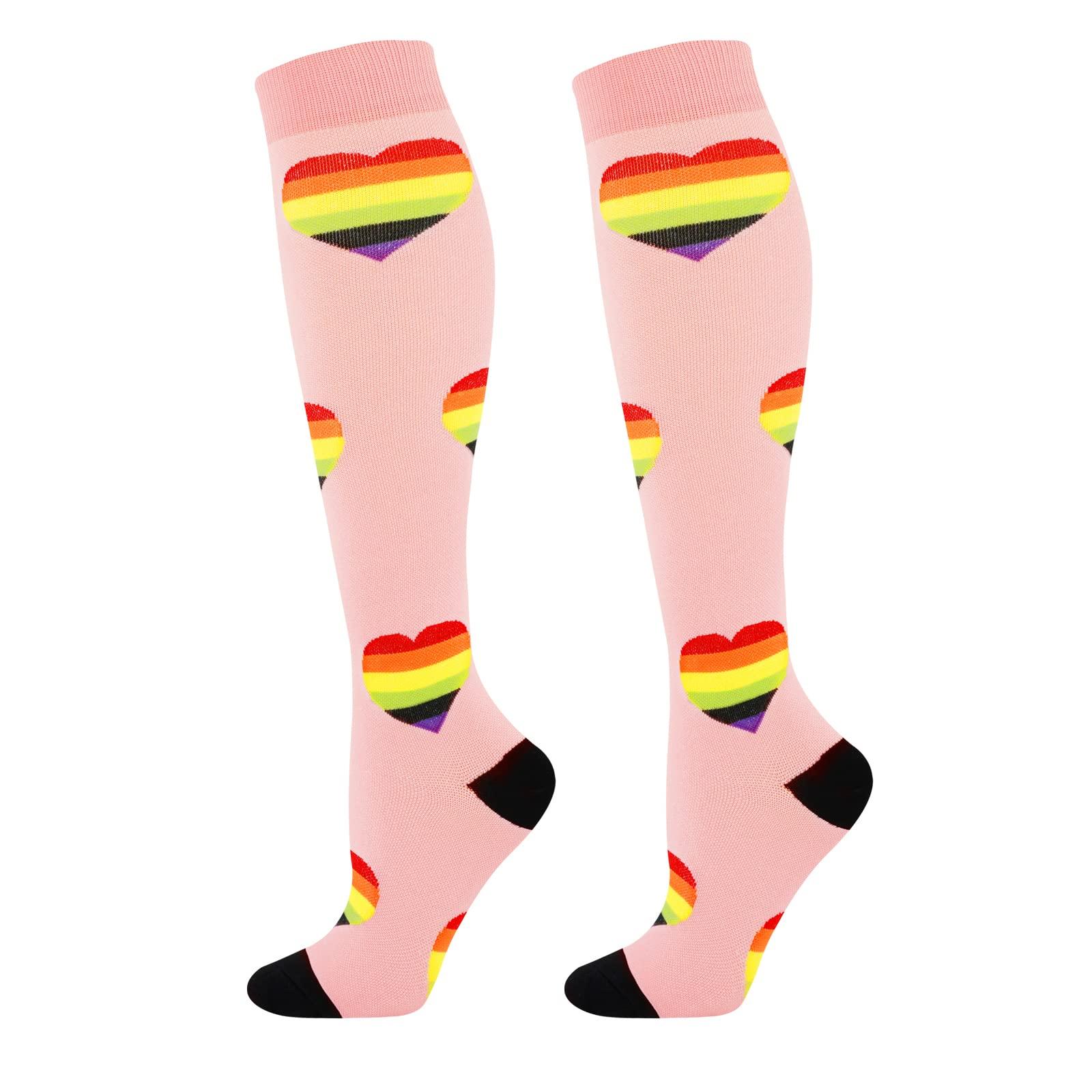 Junely Compression Socks for Women Knee High Stockings for Running Nurses Support Travel Pregnancy Gifts