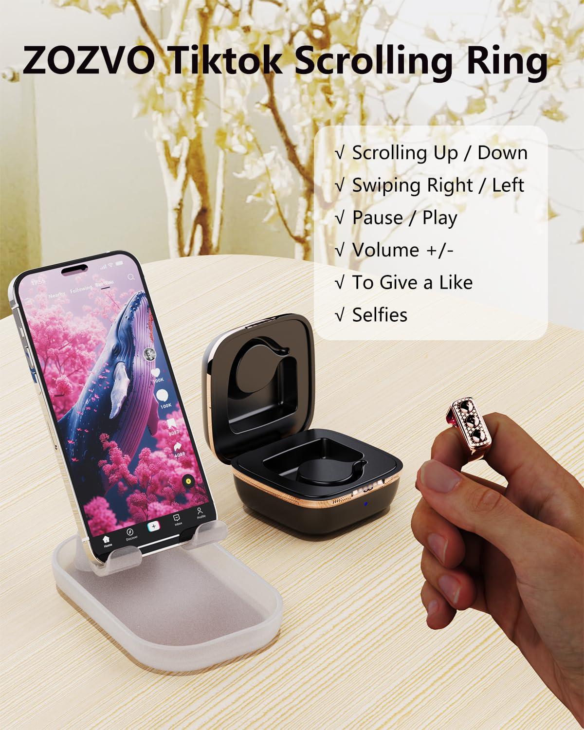 ZOZVO TikTok Scrolling Ring for iPhone, TikTok Remote Control for TikTok, Bluetooth Page Turner for iPad/Kindle App/iPhone/Android (Pink) - Image 2