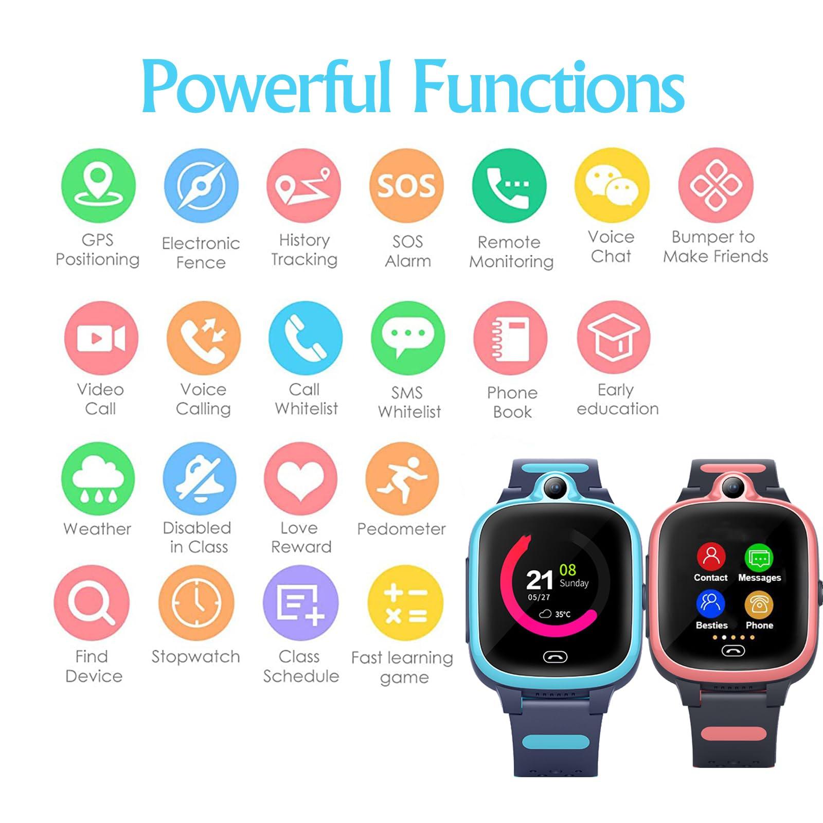 Kids Elderly 4G GPS Smart Watch Global Version Waterproof Real-Time Tracking Phone Video Call and Text SOS Emergency Alarm Voice Message Camera Geo-Fence Pedometer Anti-Lost GPS Tracker Birthday - Image 6