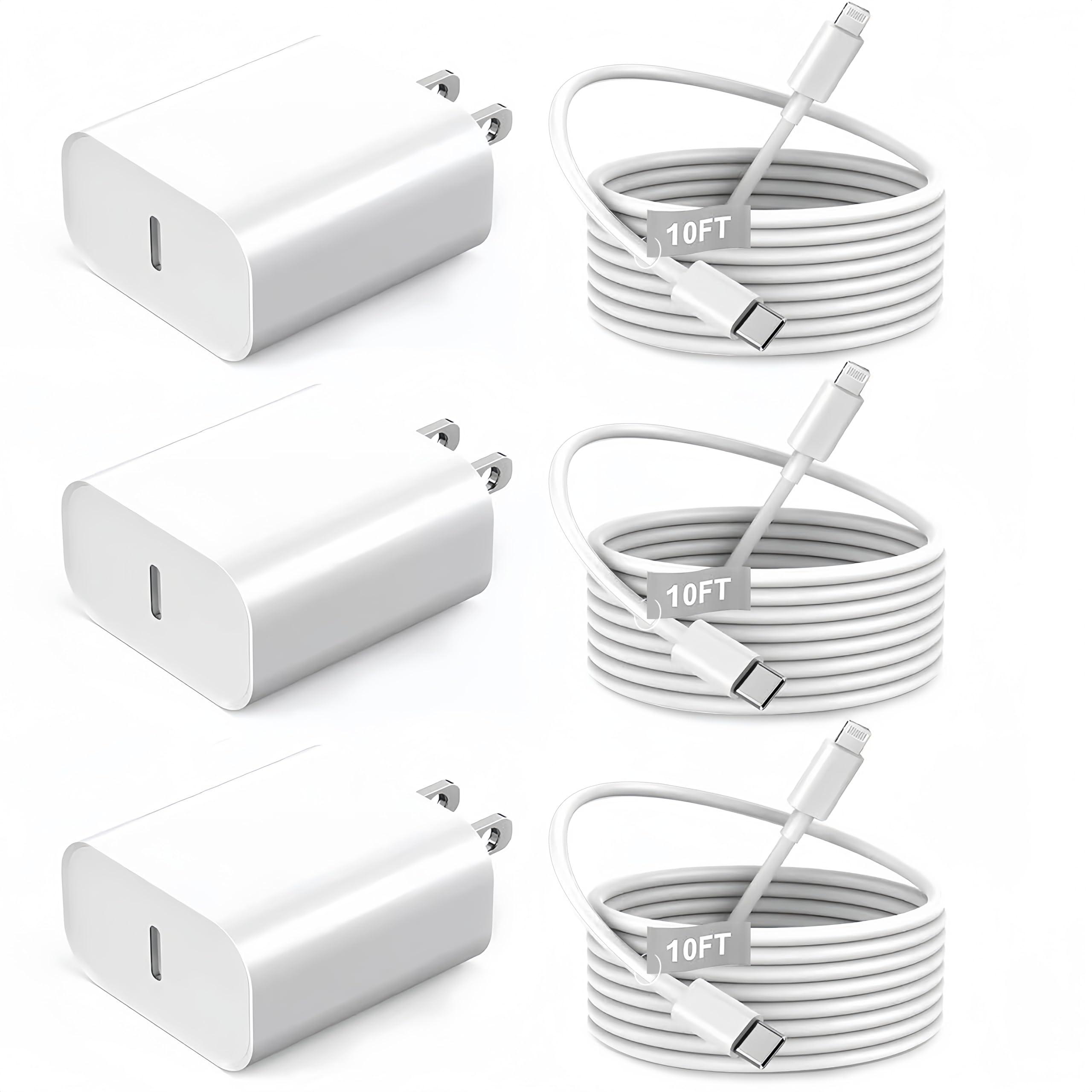 iPhone 14 13 12 Fast Charger,[MFi Certified] 20W USB C Fast Charger Wall Charger Block Plug Adapter with 10FT Long Type-C to Lightning Fast Charging Data Sync Cord for iPhone14 13 12 11 Xs Xr X(3Pack)