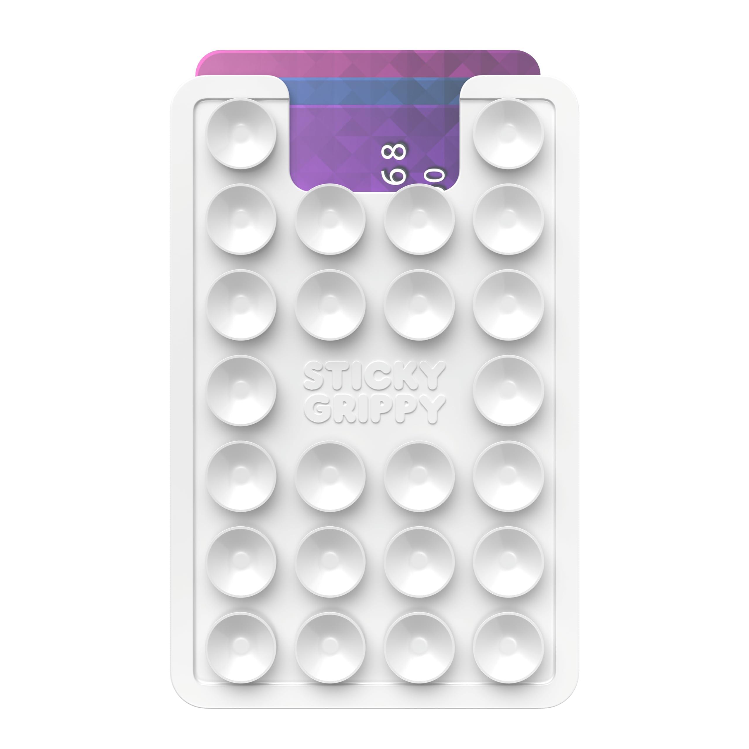StickyGrippy Suction Phone Card Holder Mount, Phone Wallet, Silicon Adhesive Phone Accessory for iPhone and Android, Hands-Free Mirror Shower Phone Holder, TikTok Videos and Selfies (White) - Image 3