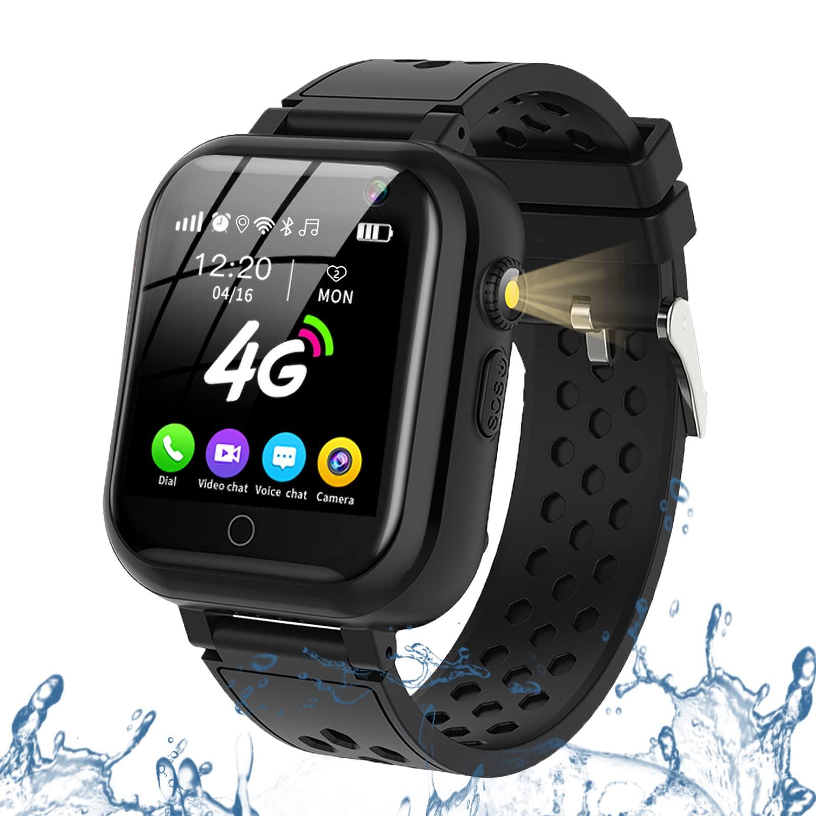 DDIOYIUR Smart Watch for Kids, 4G Kids Phone Smartwatch with GPS Tracker, WiFi SMS, Call, Voice Video Chat, Bluetooth, Audio Recording, Alarm, Pedometer, Wrist Watch for 4-16 Boys Girls Birthday Gifts