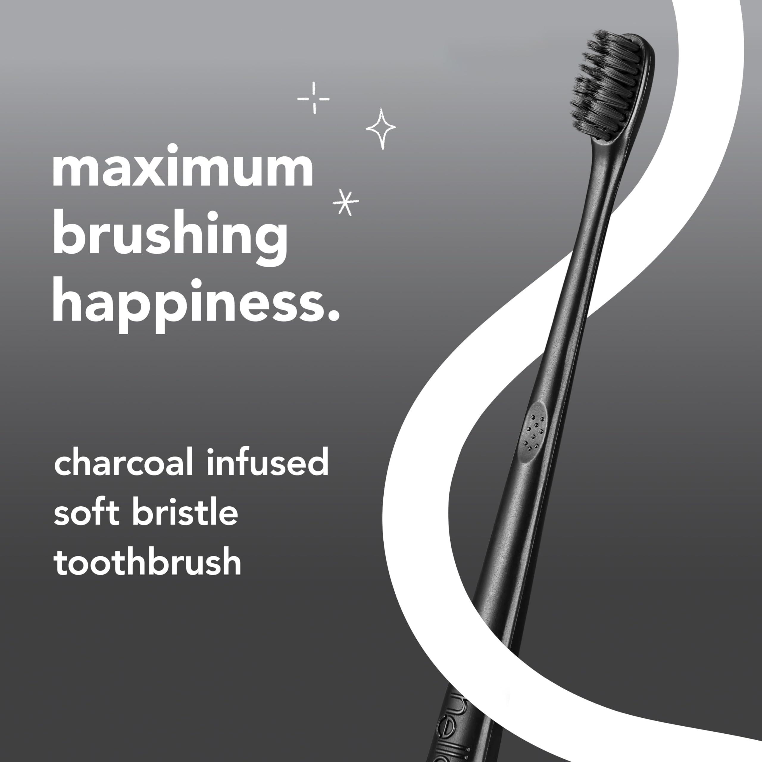 hello Charcoal Soft Toothbrush with Activated Charcoal from Sustainable Bamboo, BPA- Free, Made from Plant-Based Materials, 4 Pack - Image 2