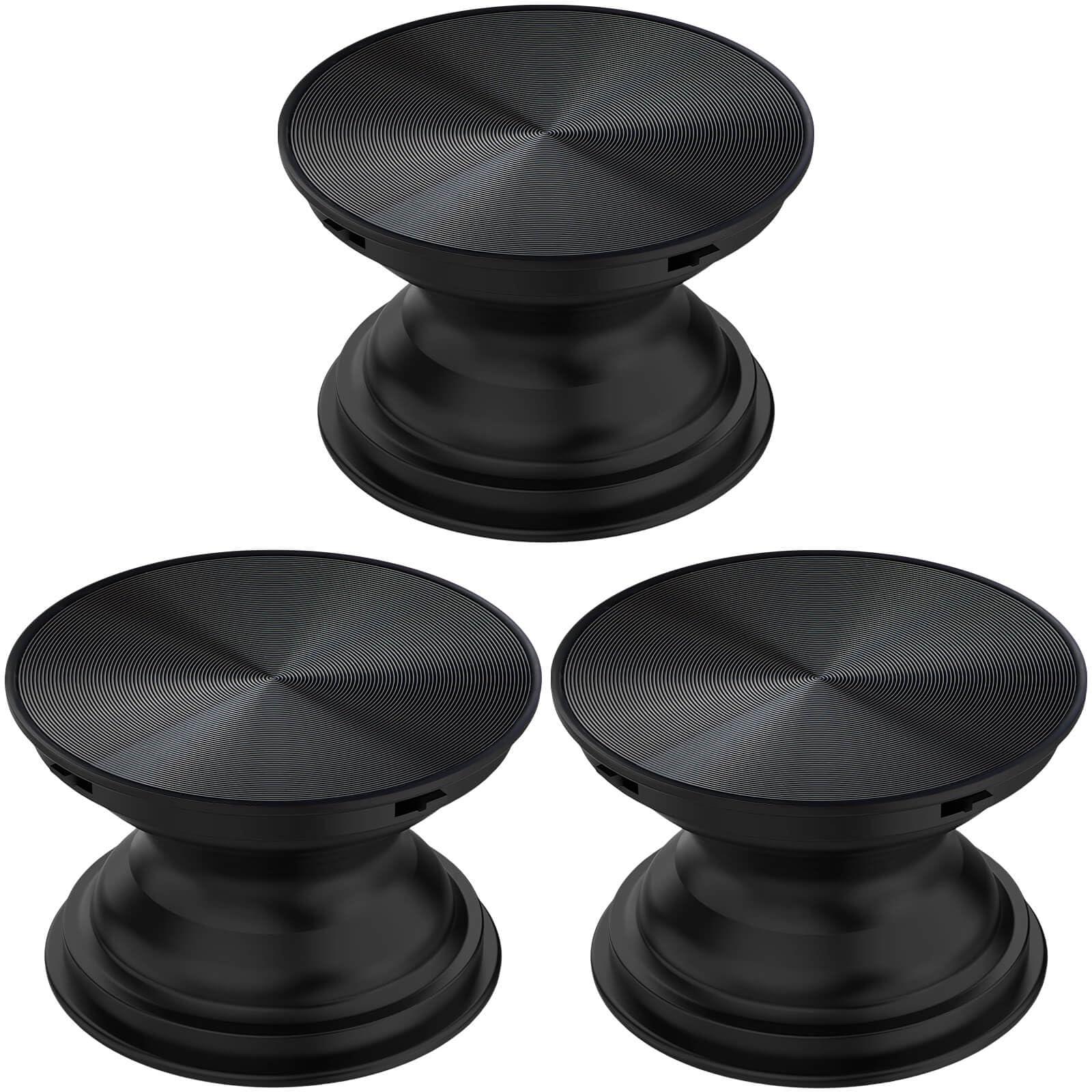 3 Pack Aluminum Alloy CD Pattern Expandible Collapsible Mobile Phone Grip Stand Holder for Smartphone Tablet Cell Phone Accessory - Black