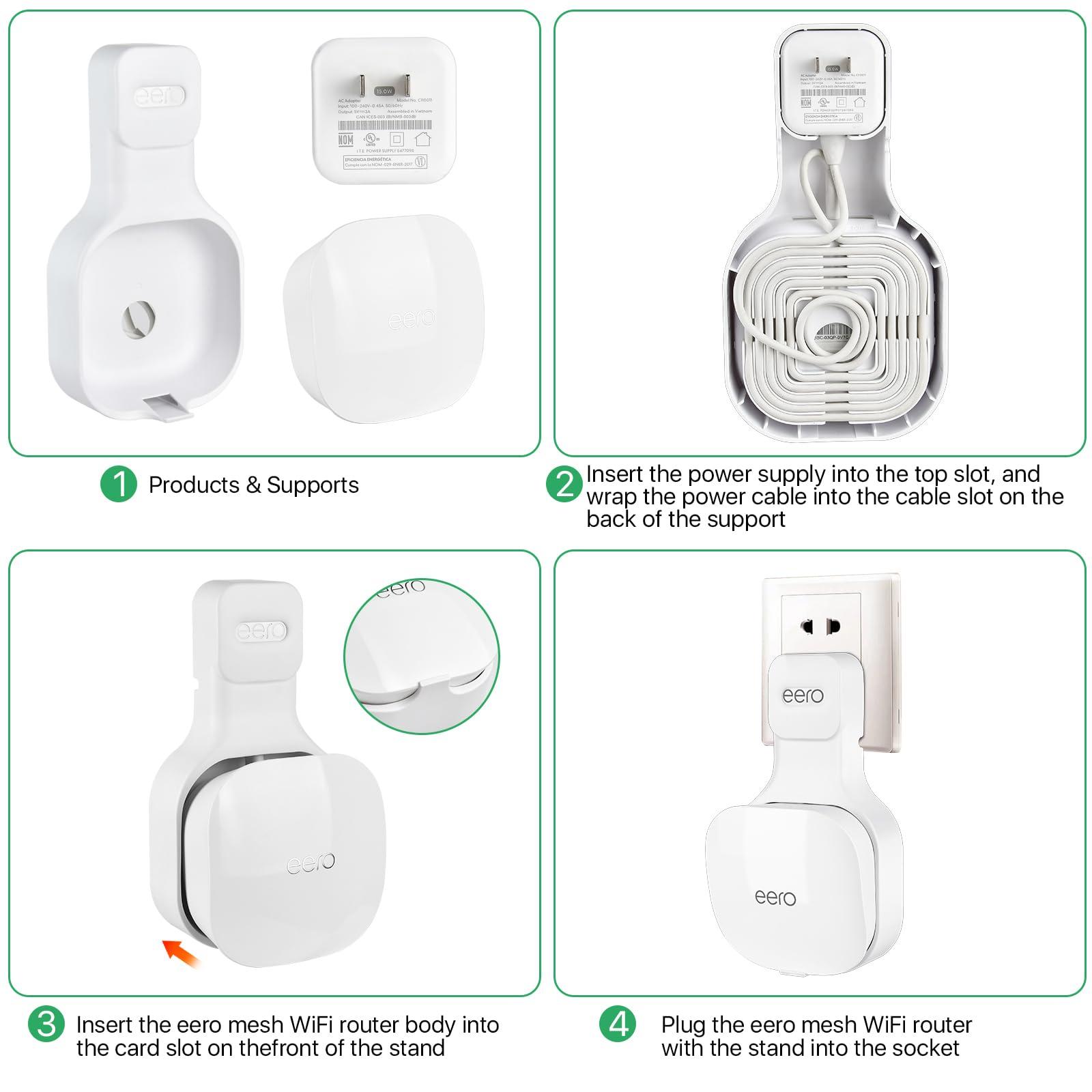 Wall Mount Holder Only for eero Mesh WiFi Router,(NOT Compatible with eero 6/ eero 6+/ eero Pro/eero Pro 6E), Perfect for Storing Power Cords and Plugs - Image 5