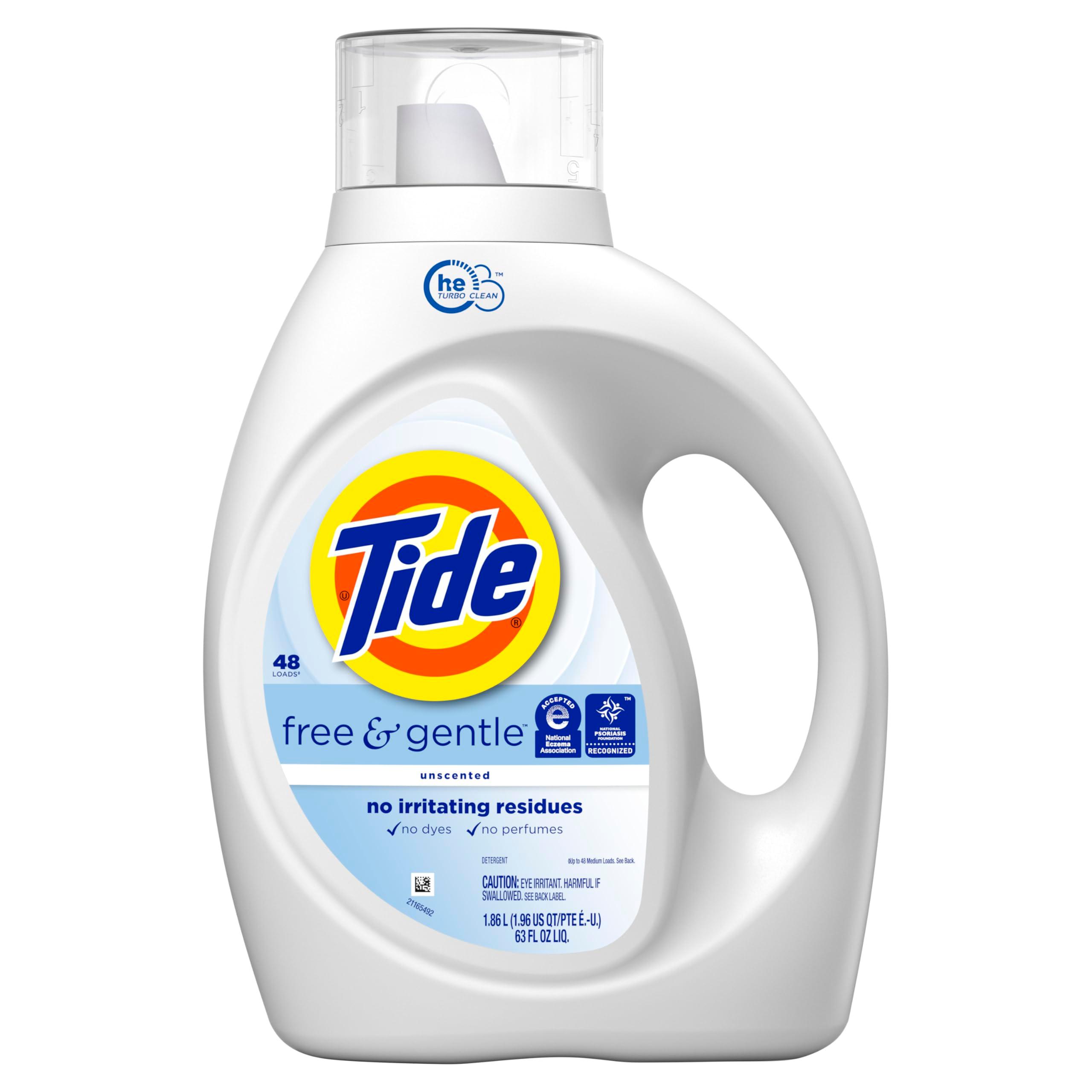 Tide Free & Gentle Liquid Laundry Detergent, 63 fl oz, 48 Loads, HE Compatible - Image 11