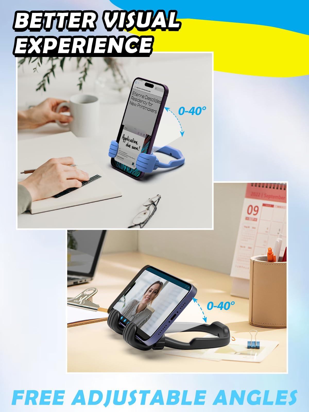 Dad Gifts for Fathers Day from Daughter Son Cell Phone Stand: 2 Pack UPGRADE Adjustable Thumbs Up Lazy Phone Holder for Desk Fun Birthday Gifts for Grandma Teens Girls Boys Adults Husband from Wife - Image 4