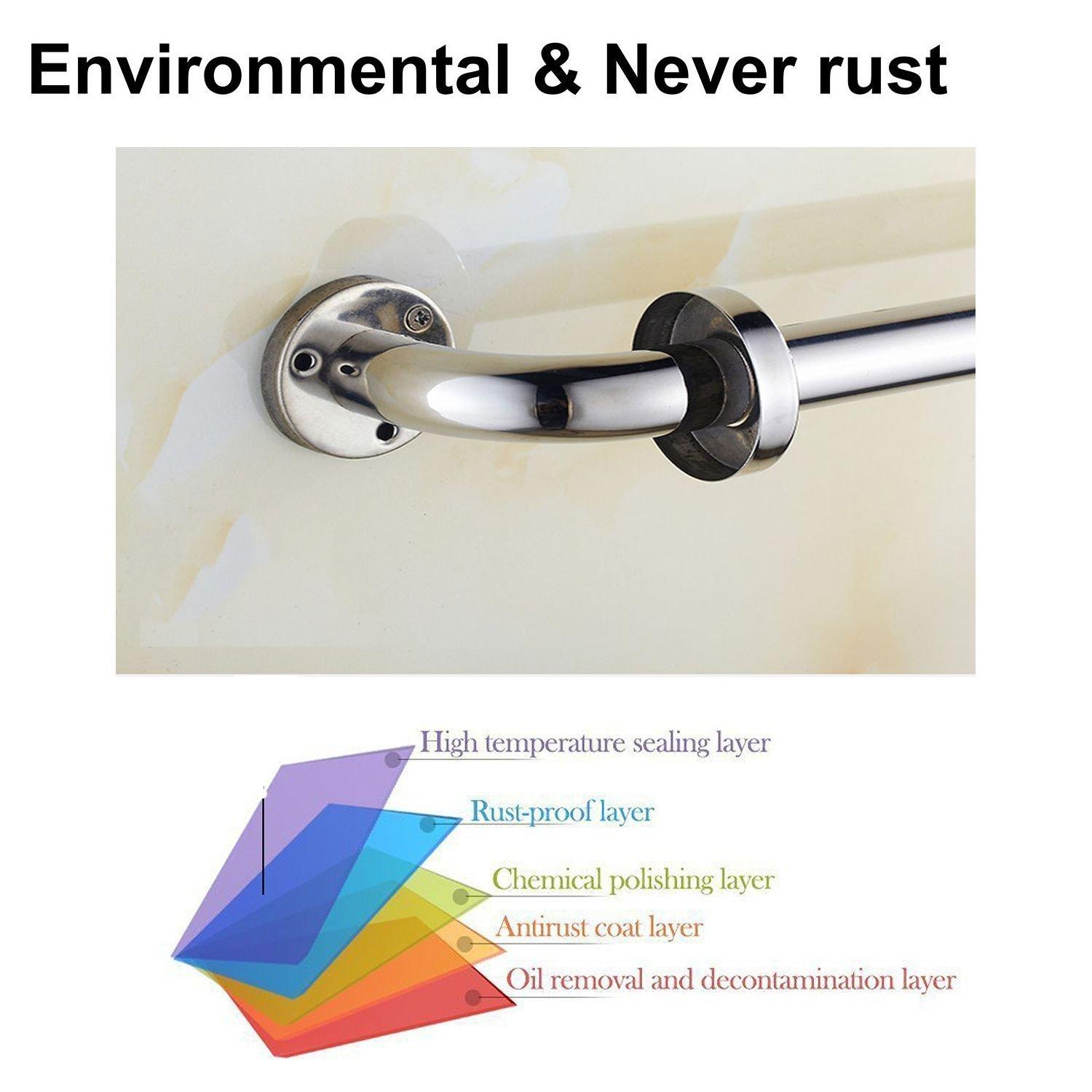 12 Inch Stainless Steel Shower Grab Bar - ZUEXT Shower Handle, Bathroom Balance Bar - Safety Hand Rail Support - Handicap, Elderly, Injury, Senior Assist Bath Handle (w/Self-Adhesive Stick-on Hook) - Image 5
